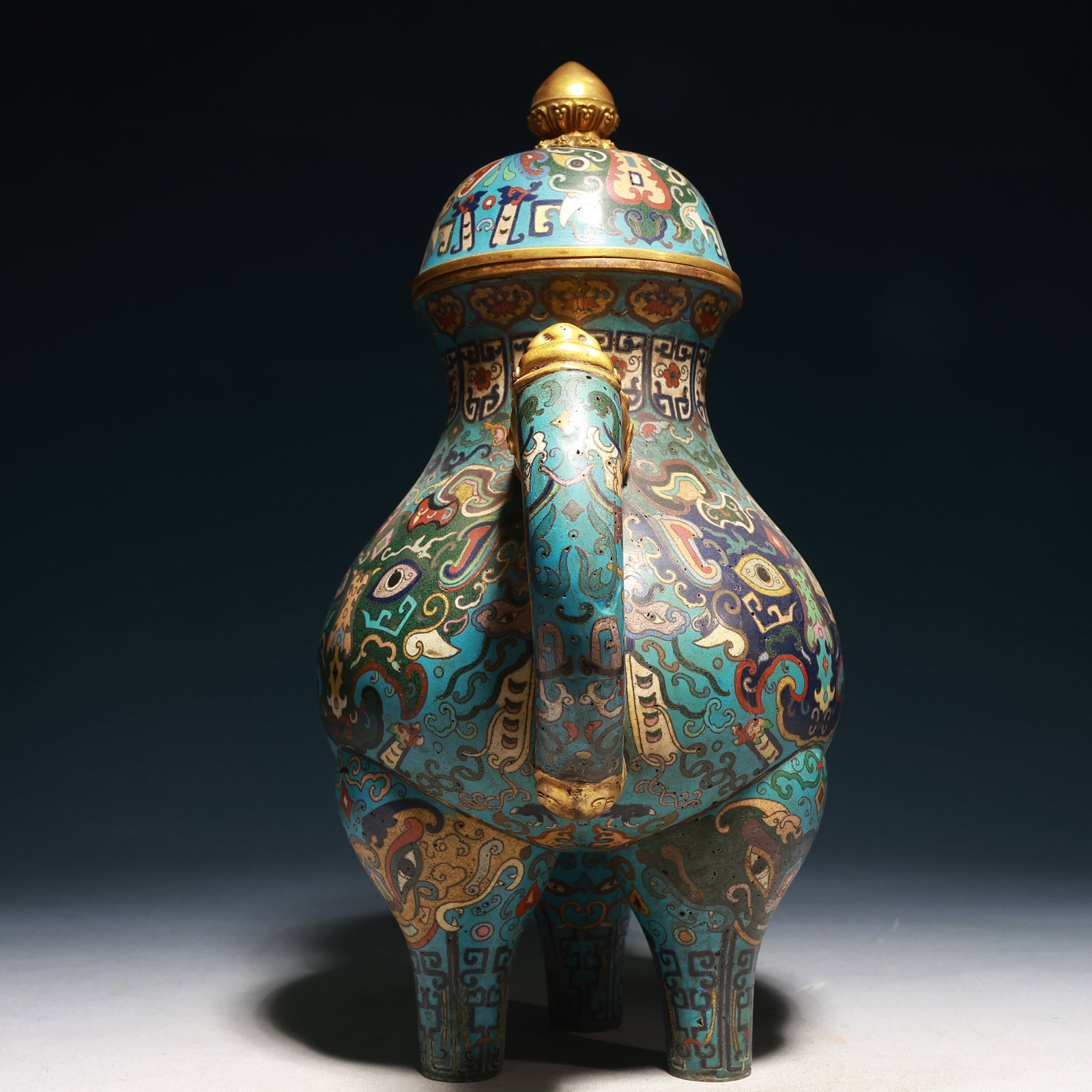 A Huge Cloisonne Beast-Face Pattern Tripod Teapot - 10
