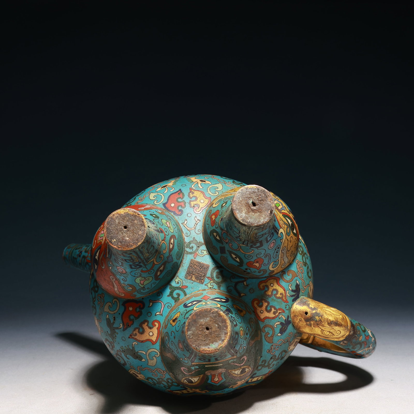 A Huge Cloisonne Beast-Face Pattern Tripod Teapot - 13