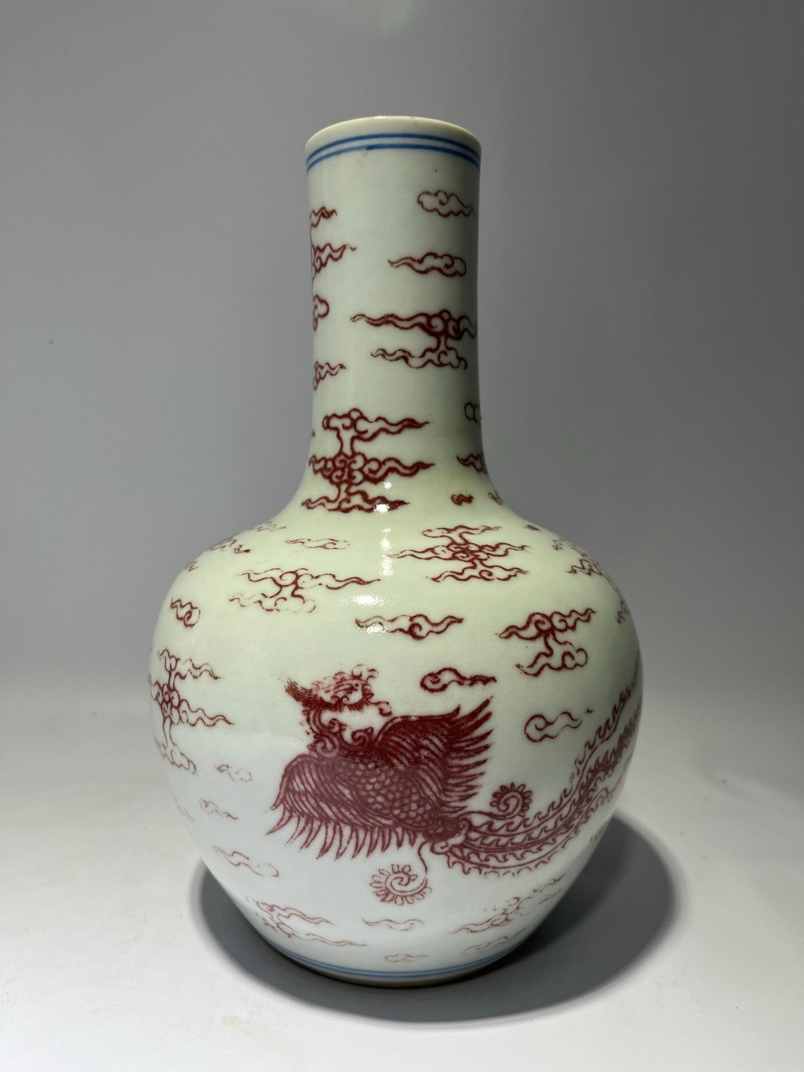 An Exquisite Underglaze-Red Auspicious Cloud and Phoenix Pattern Vase (1 of 9)