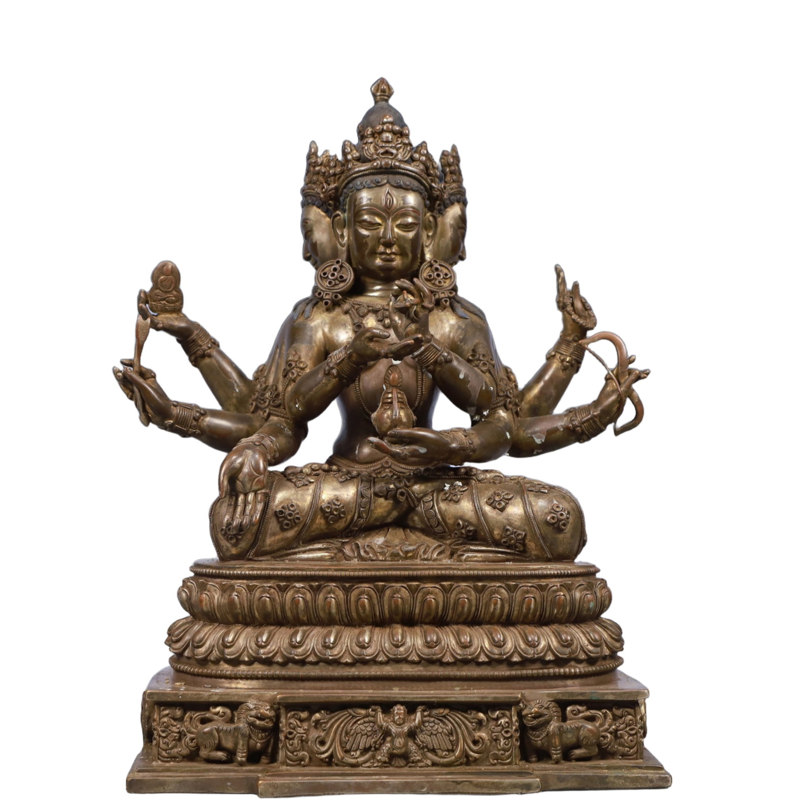 A Solemn Bronze Statue of Gautama??s Mother, With Inscription (1 of 9)