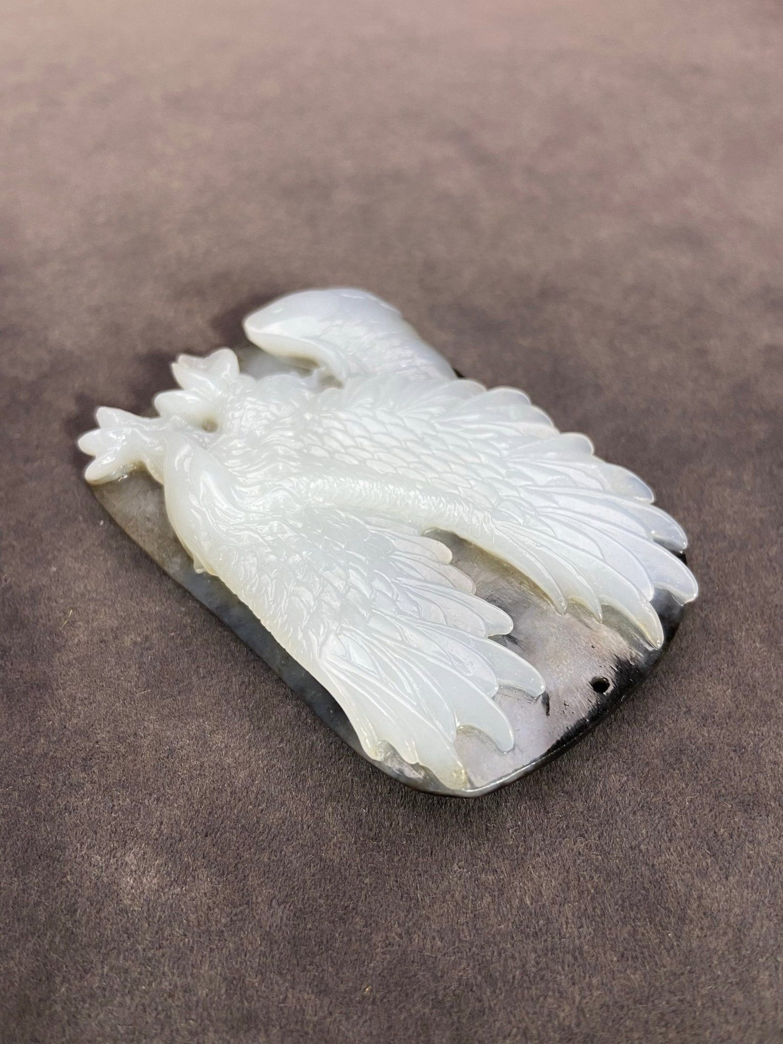 An Exquisite White Jade Eagle Pattern Pendant - 5