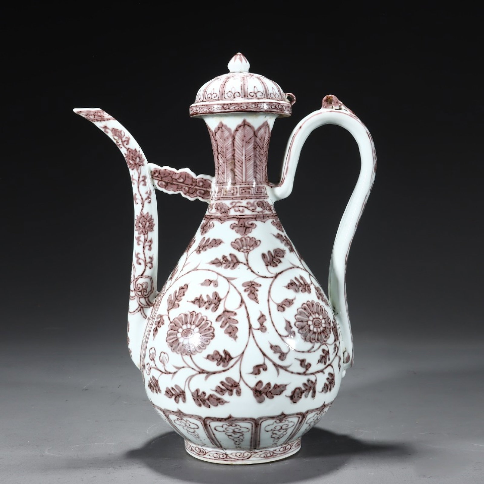 A Rare Underglaze-Red Lotus Pattern Flagon - 2
