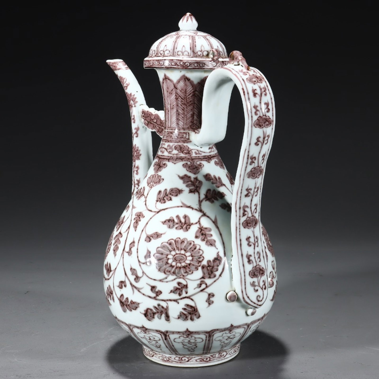 A Rare Underglaze-Red Lotus Pattern Flagon - 3