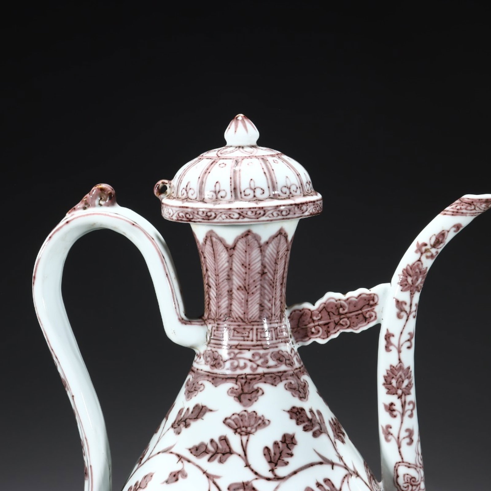 A Rare Underglaze-Red Lotus Pattern Flagon - 4
