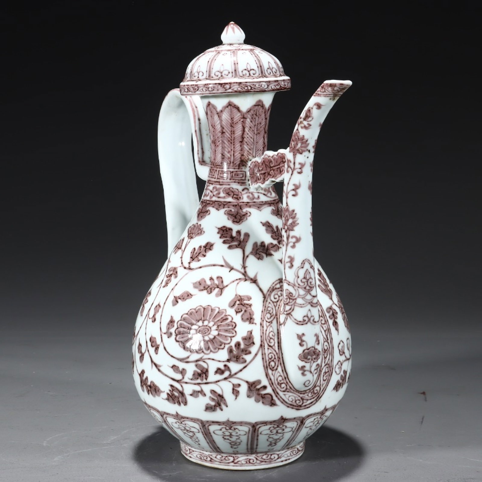A Rare Underglaze-Red Lotus Pattern Flagon - 6