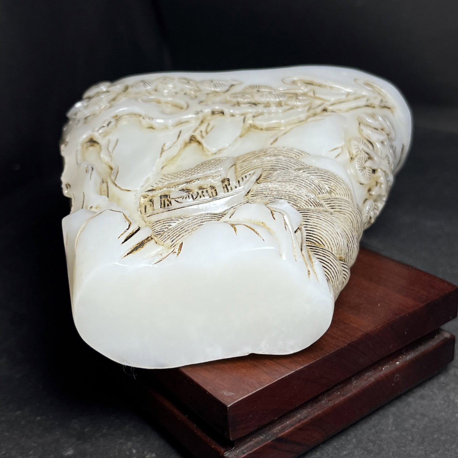 An Exquisite White Jade Landscape Pattern Cup - 7