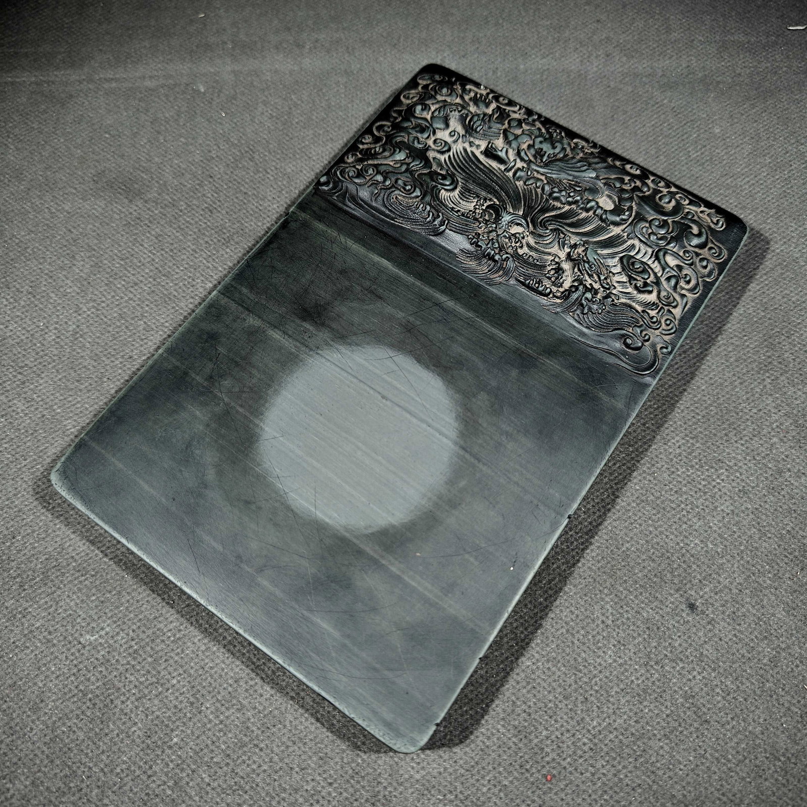 An Exquisite Auspicious Beast Pattern Inkstone,With Poem - 4