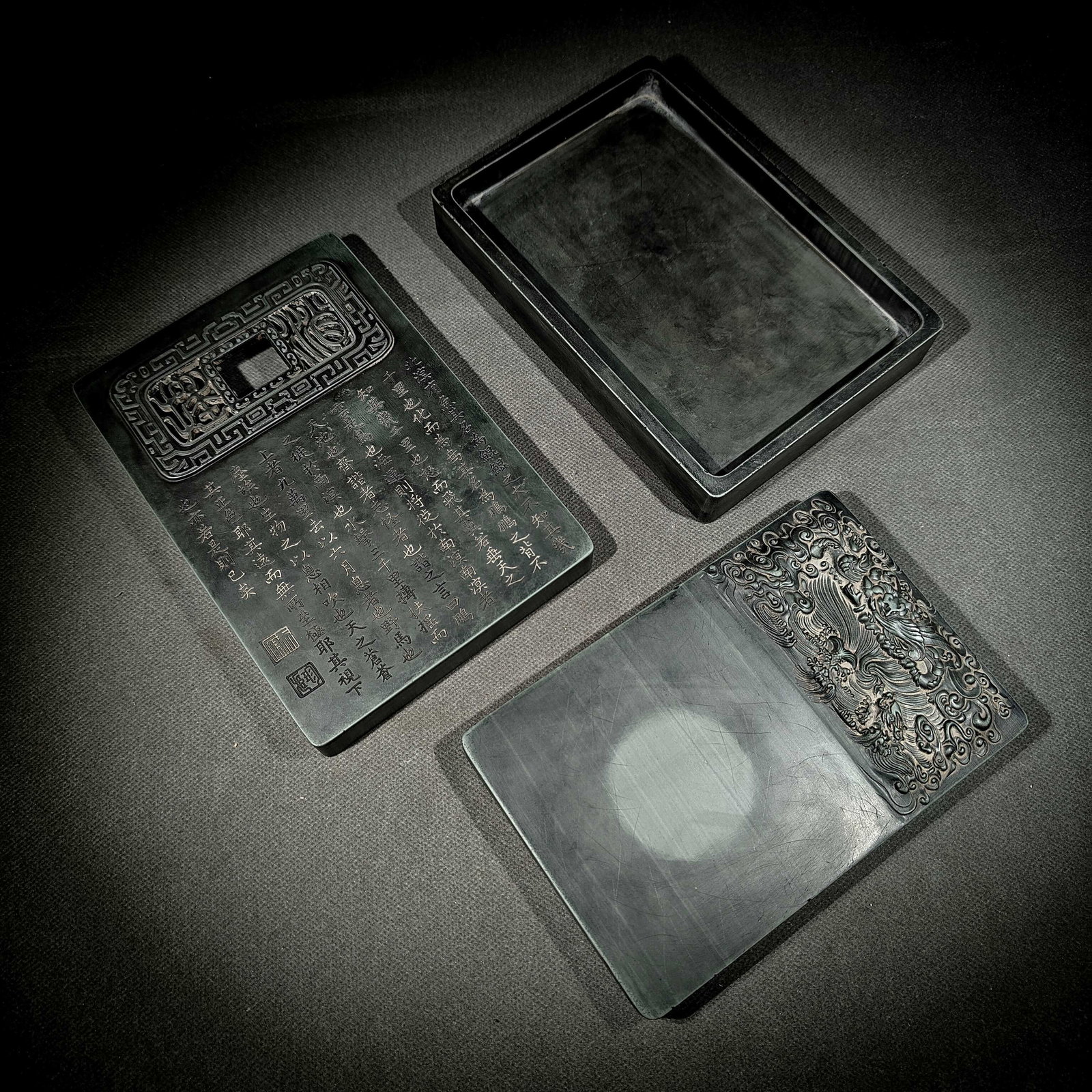 An Exquisite Auspicious Beast Pattern Inkstone,With Poem - 8