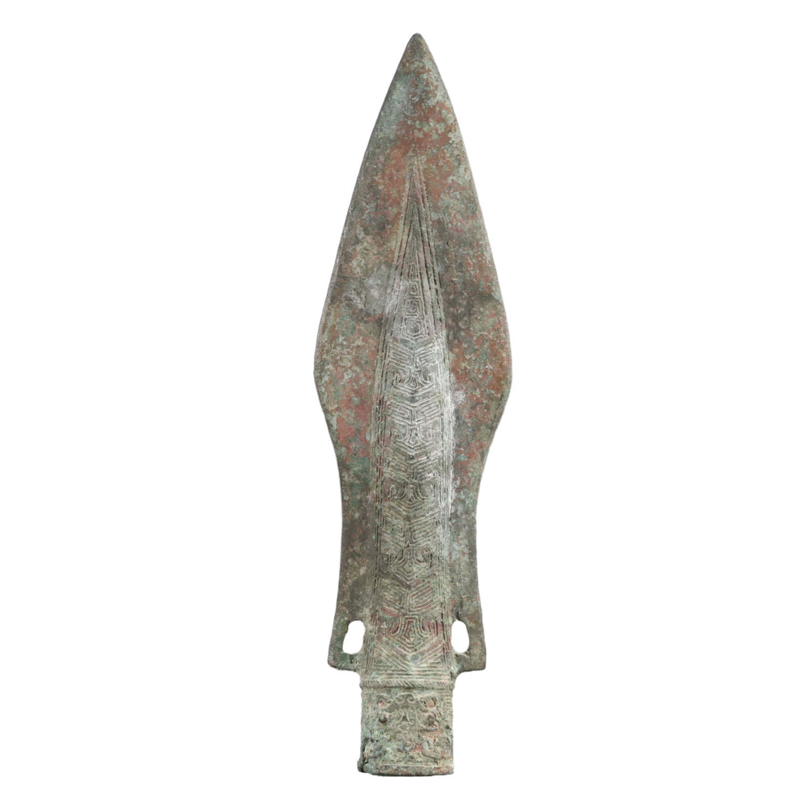An Archaic Bronze Ornament: An Archaic Bronze Ornament,Ancient Time, China,Size:2.4inx1.2inx9.1in Weight:341.9g 青铜摆件,中国远古时期