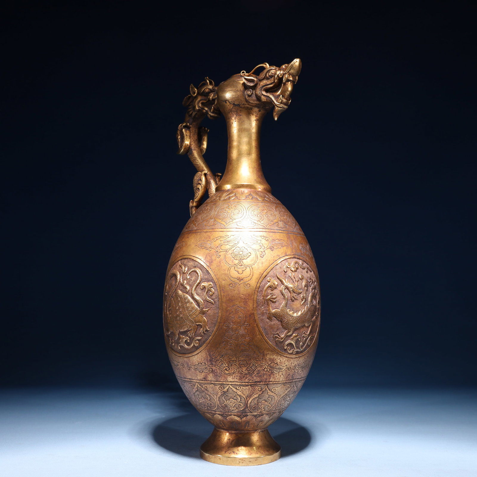 An Exquisite Gilt Bronze Auspicious Beast Pattern Ewer - 4