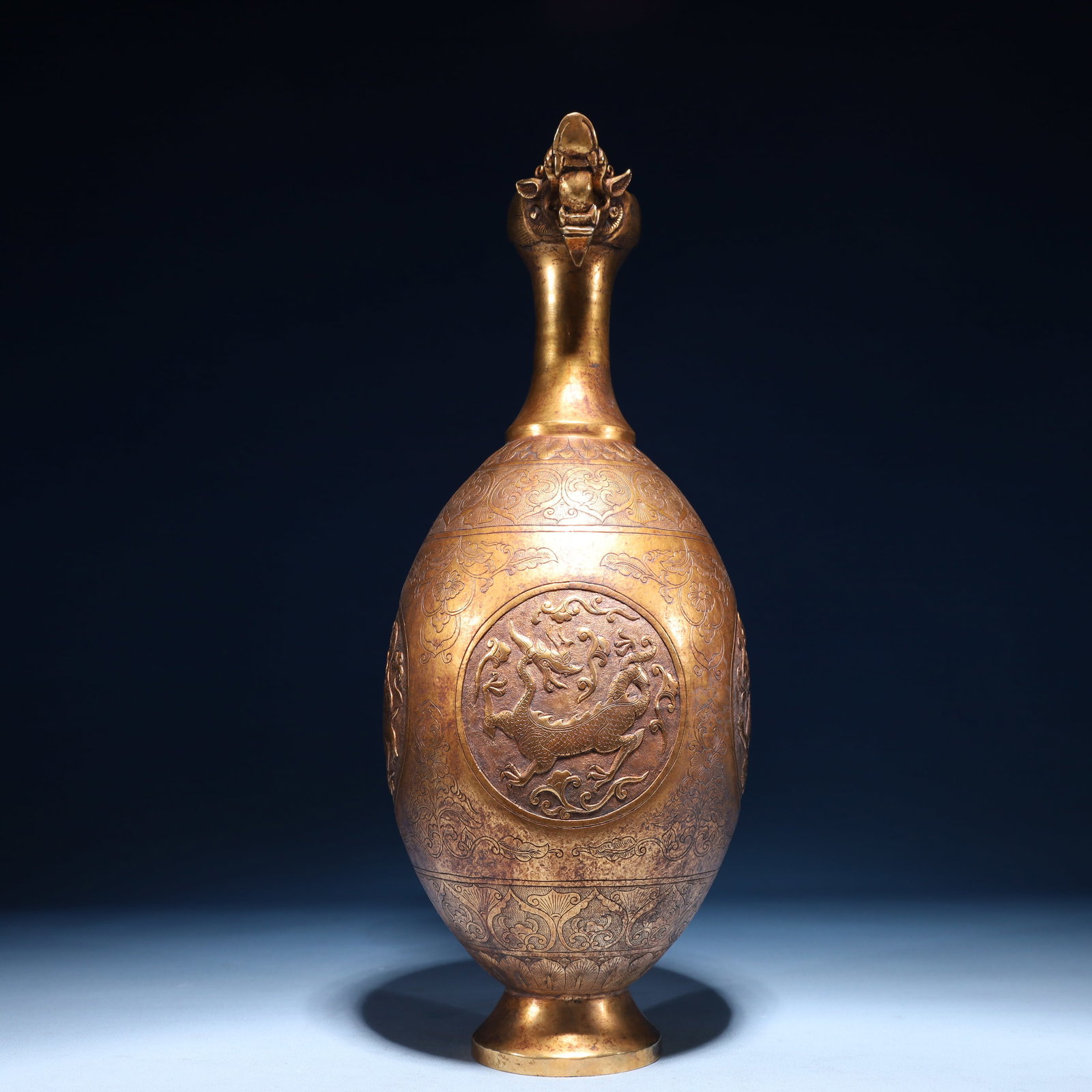 An Exquisite Gilt Bronze Auspicious Beast Pattern Ewer - 5
