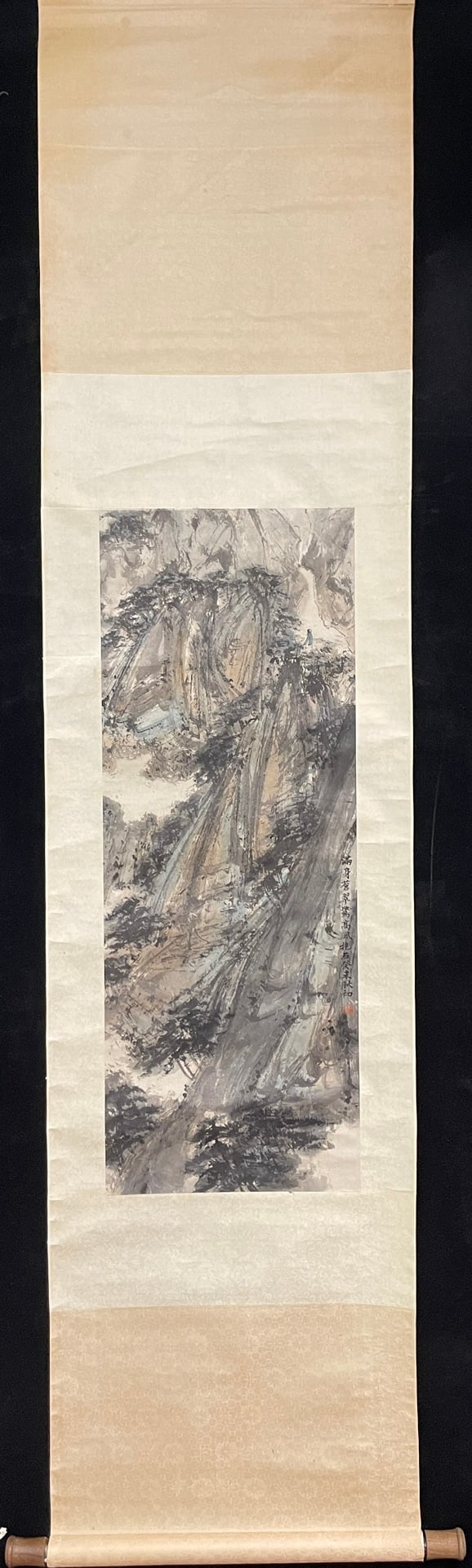 A Chinese Vertical Scroll Ink Painting of Landscape on Paper,Fu Baoshi (1 of 6)