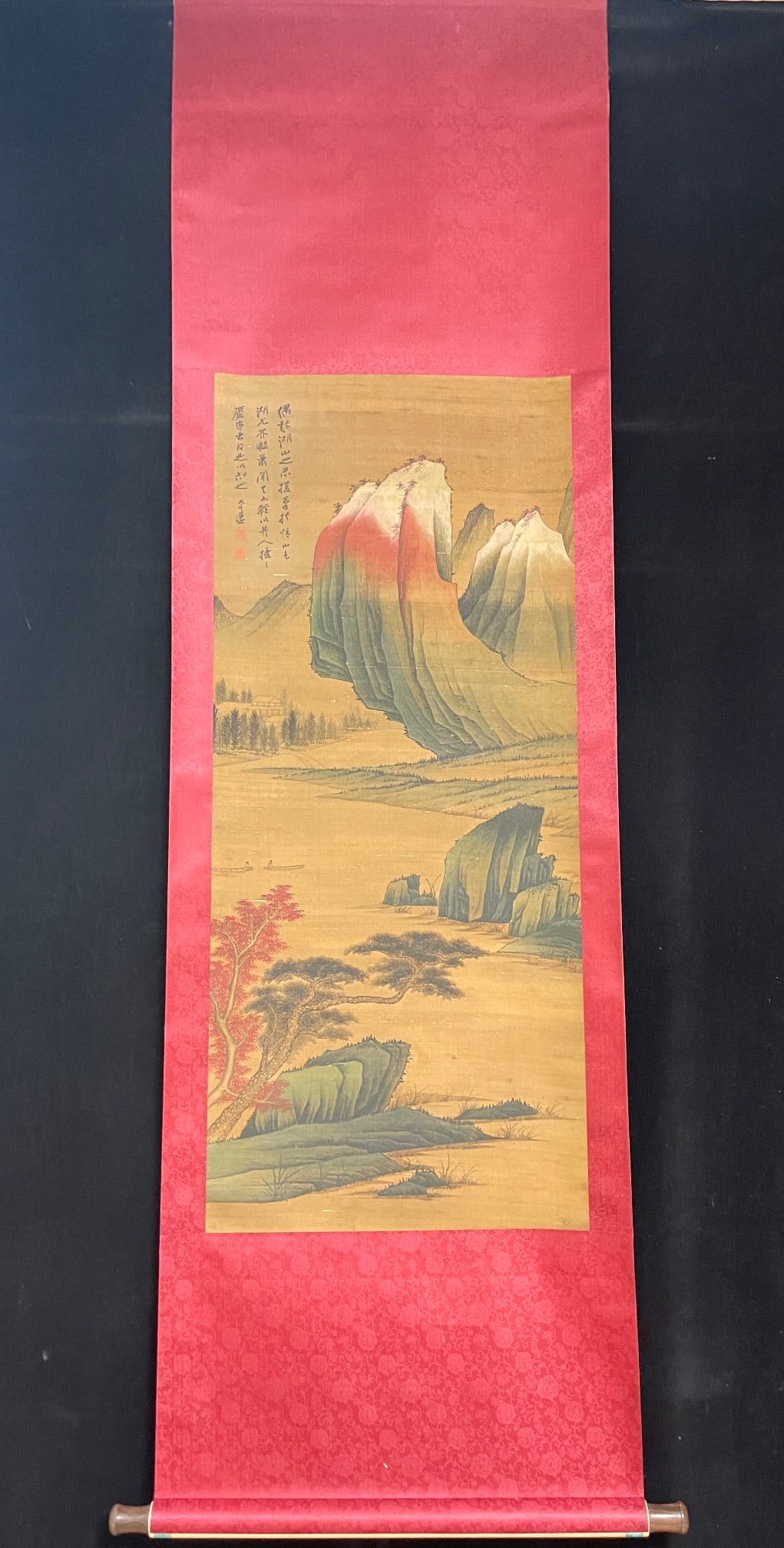 A Chinese Vertical Scroll Ink Painting of Landscape on Paper,Zhang Daqian: A Chinese Vertical Scroll Ink Painting of Landscape on Paper,Zhang Daqian,Size:19.3inx43.3in 一幅中国水墨山水画立轴,张大&#