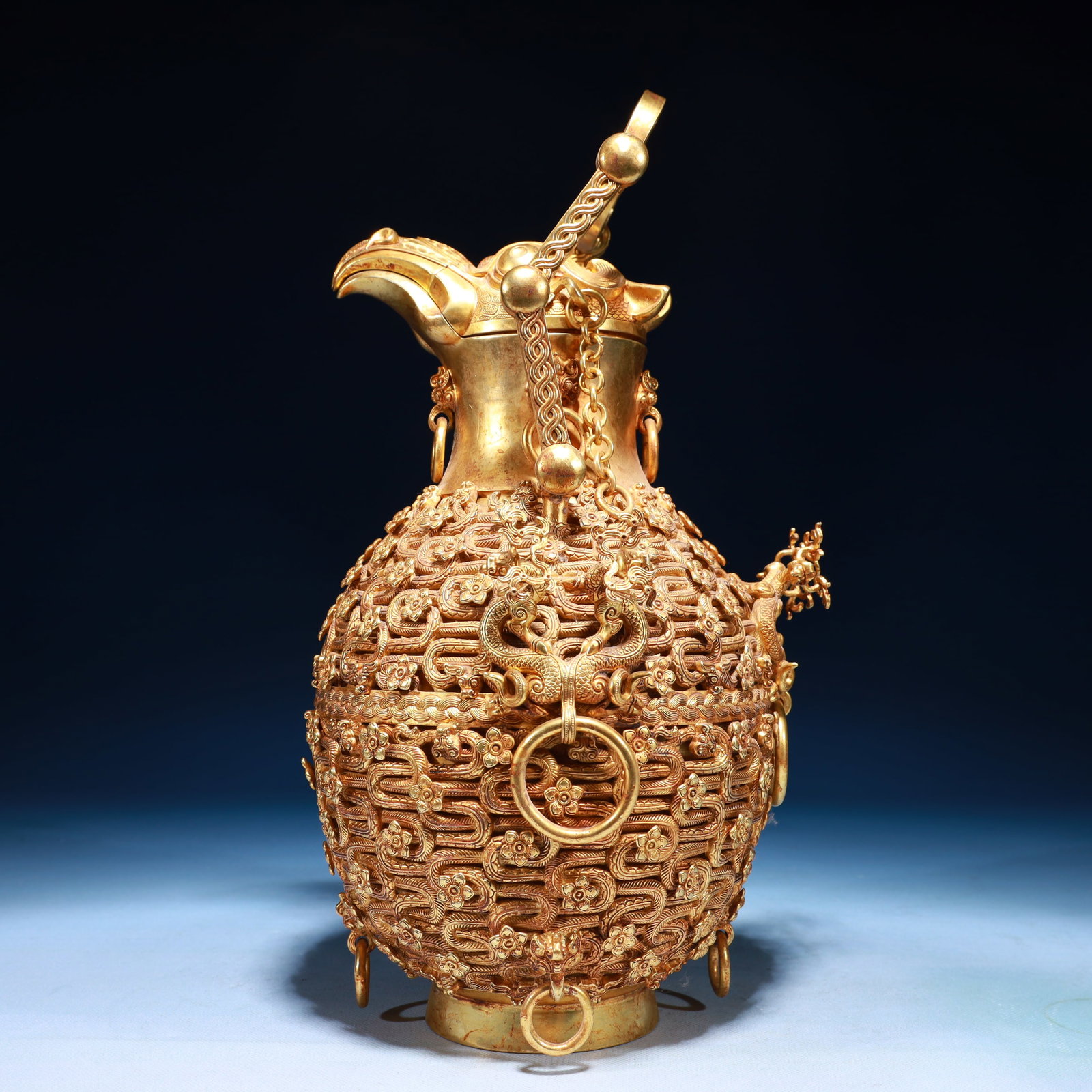 An Exquisite Gilt Bronze Dragon Pattern Ewer - 6
