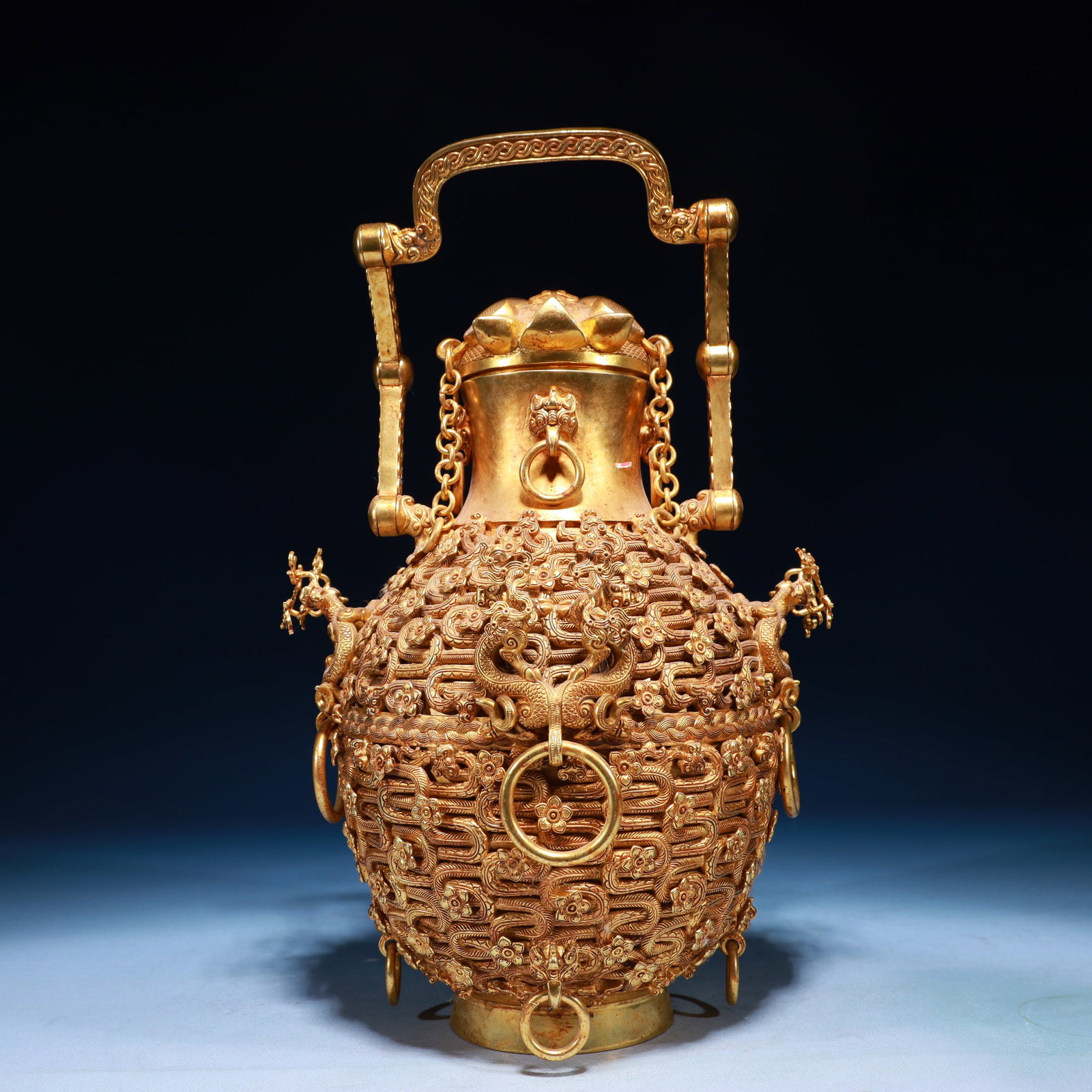 An Exquisite Gilt Bronze Dragon Pattern Ewer - 7