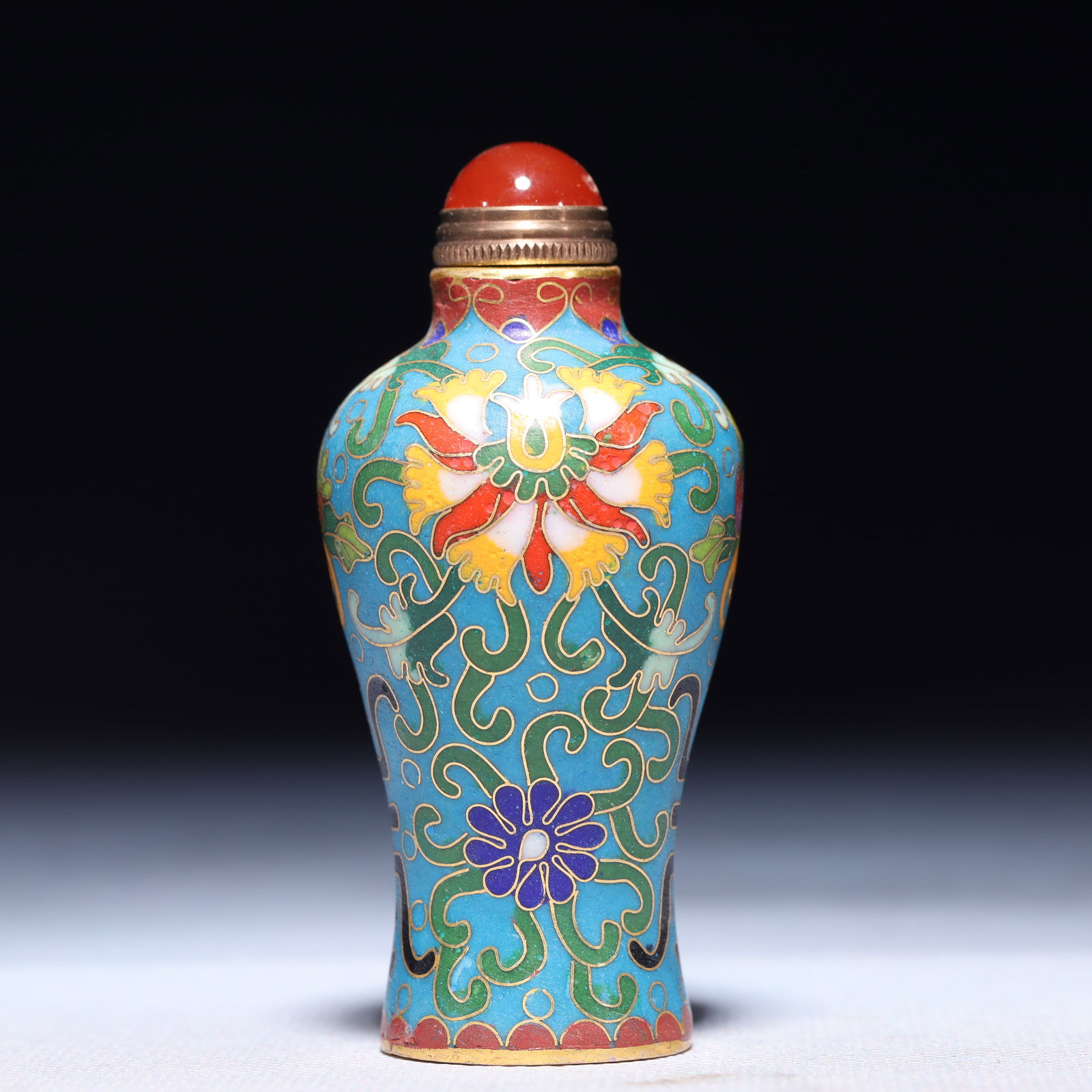 An Exquisite Cloisonne Lotus Pattern Snuff Bottle - 3