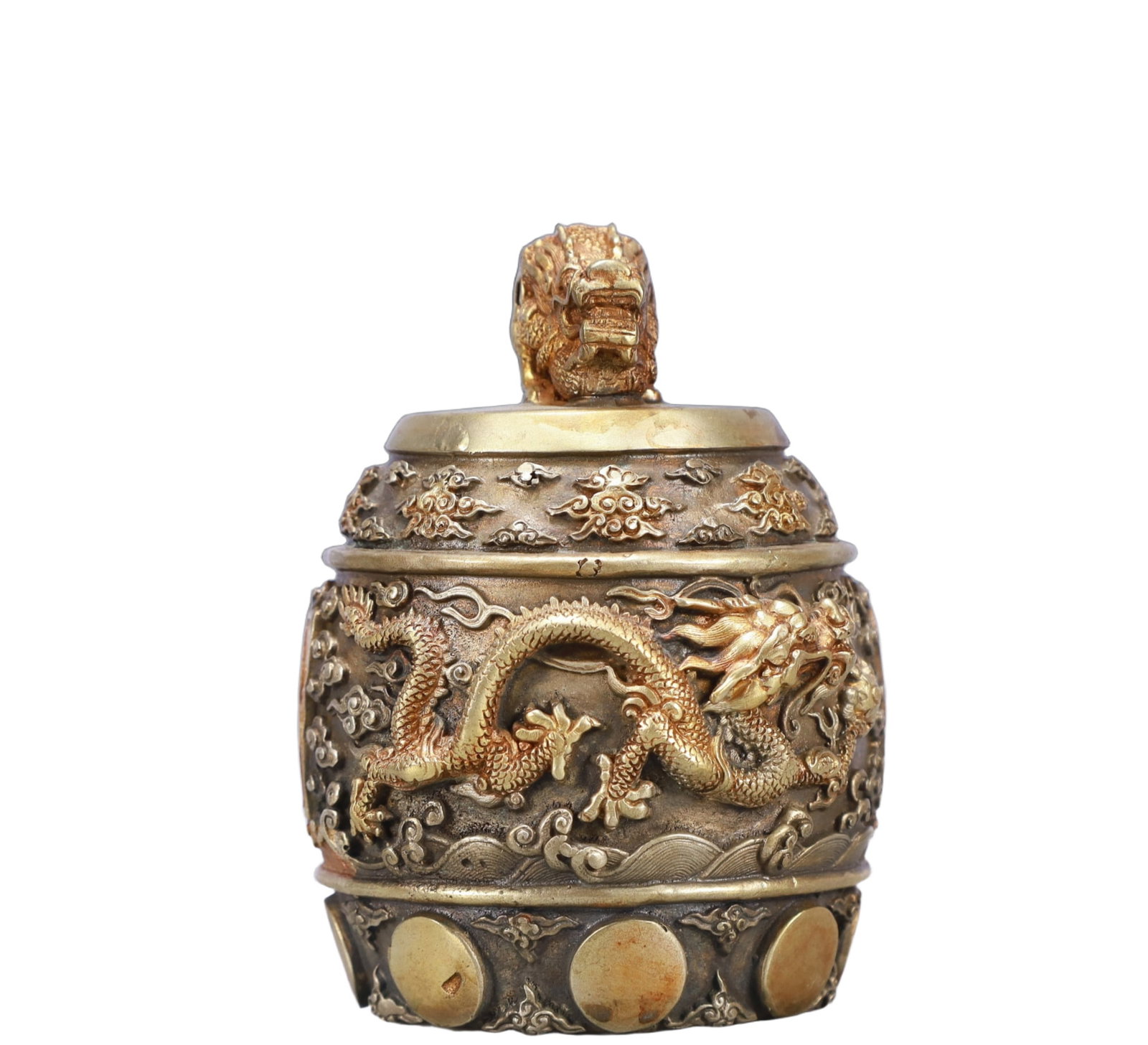 A Rare Gilt Silver Dragon Pattern Chime - 2