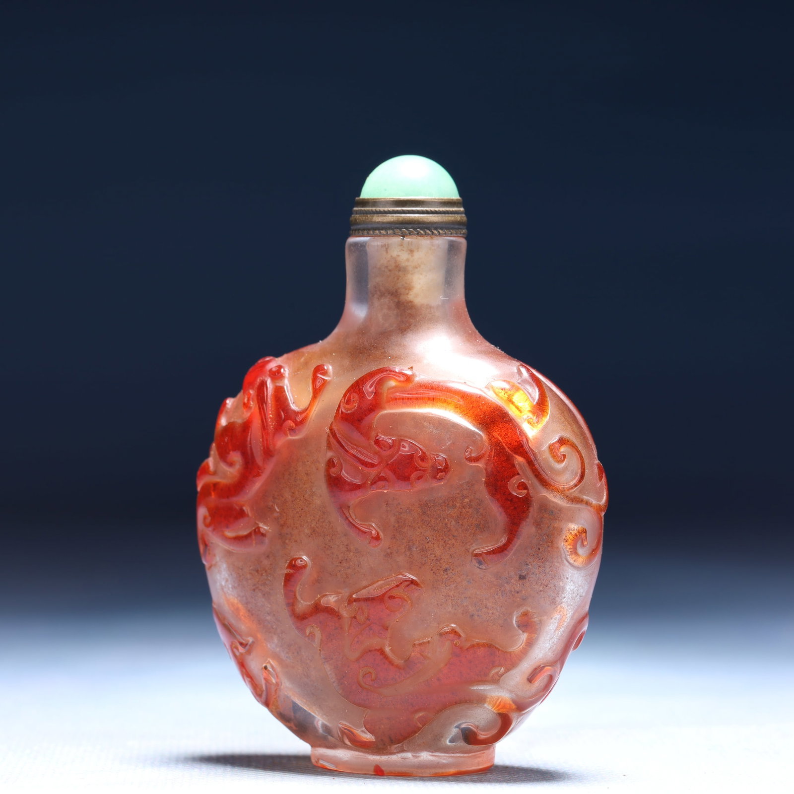 An Exquisite Glass Chi-Dragon Pattern Snuff Bottle - 5