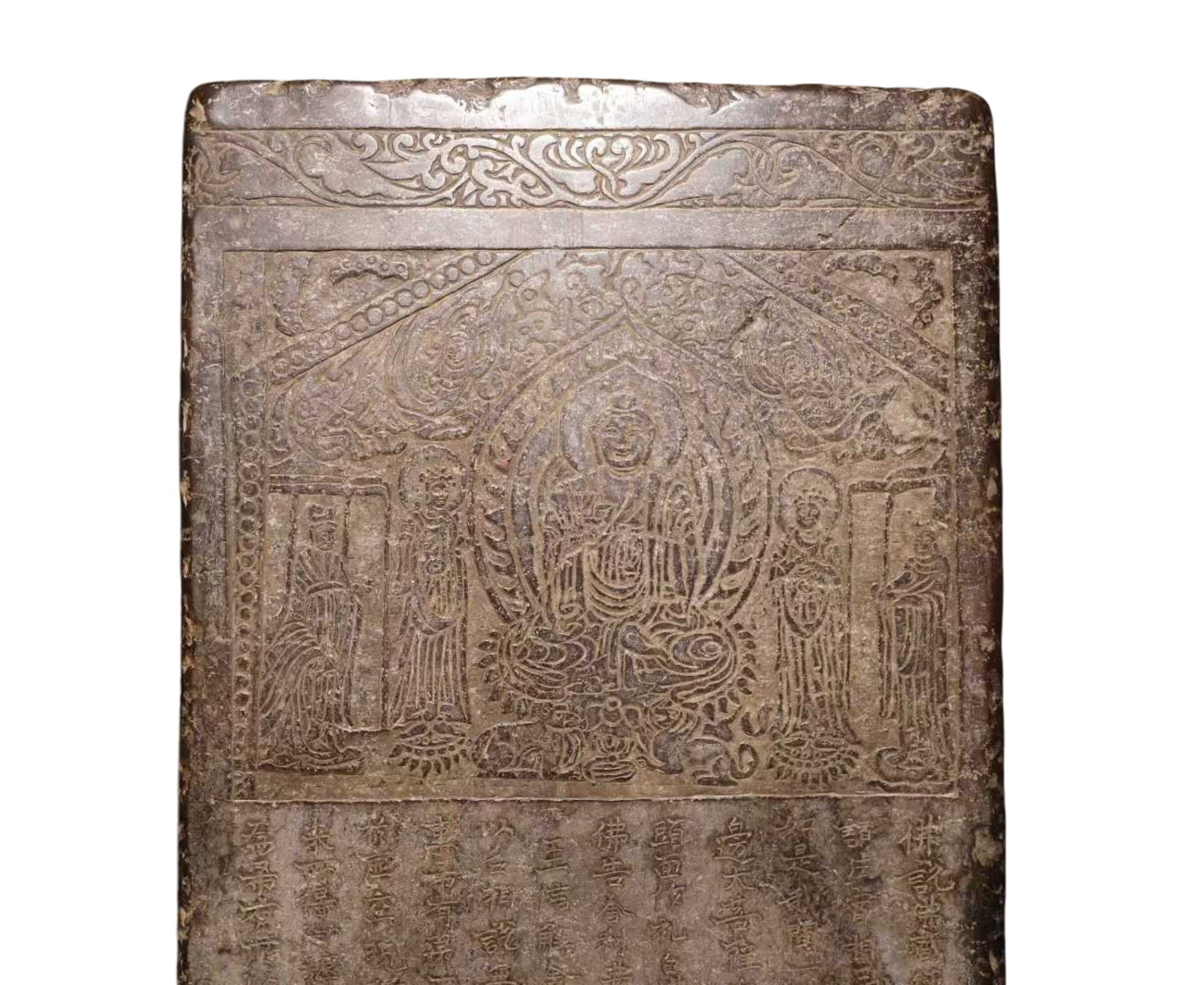 A Solemn Limestone Craved Buddha Pillar,With Scriptures - 2