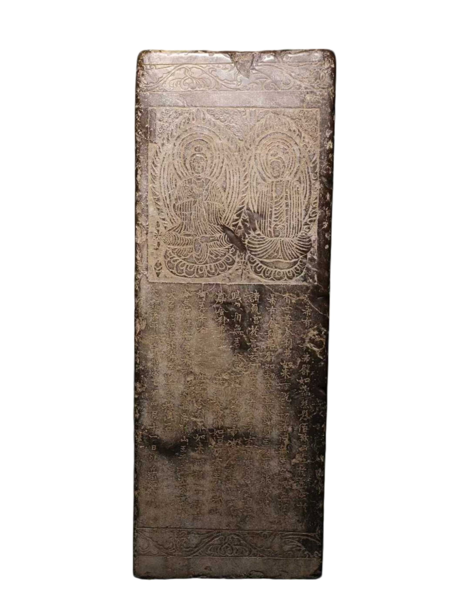 A Solemn Limestone Craved Buddha Pillar,With Scriptures - 4