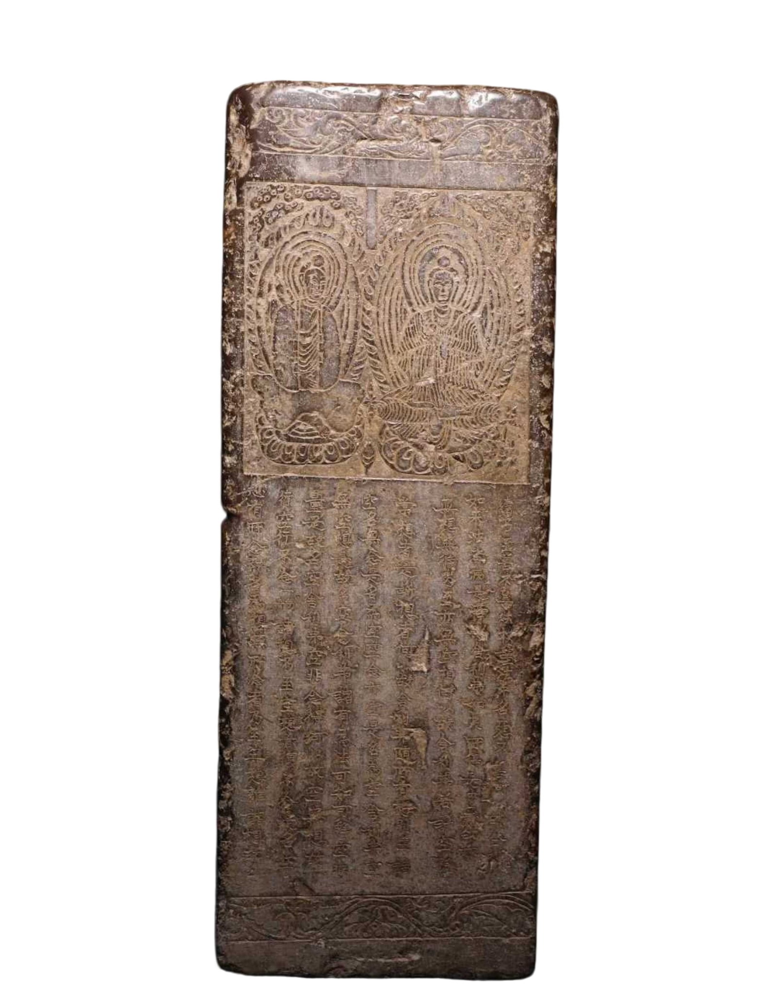 A Solemn Limestone Craved Buddha Pillar,With Scriptures - 8