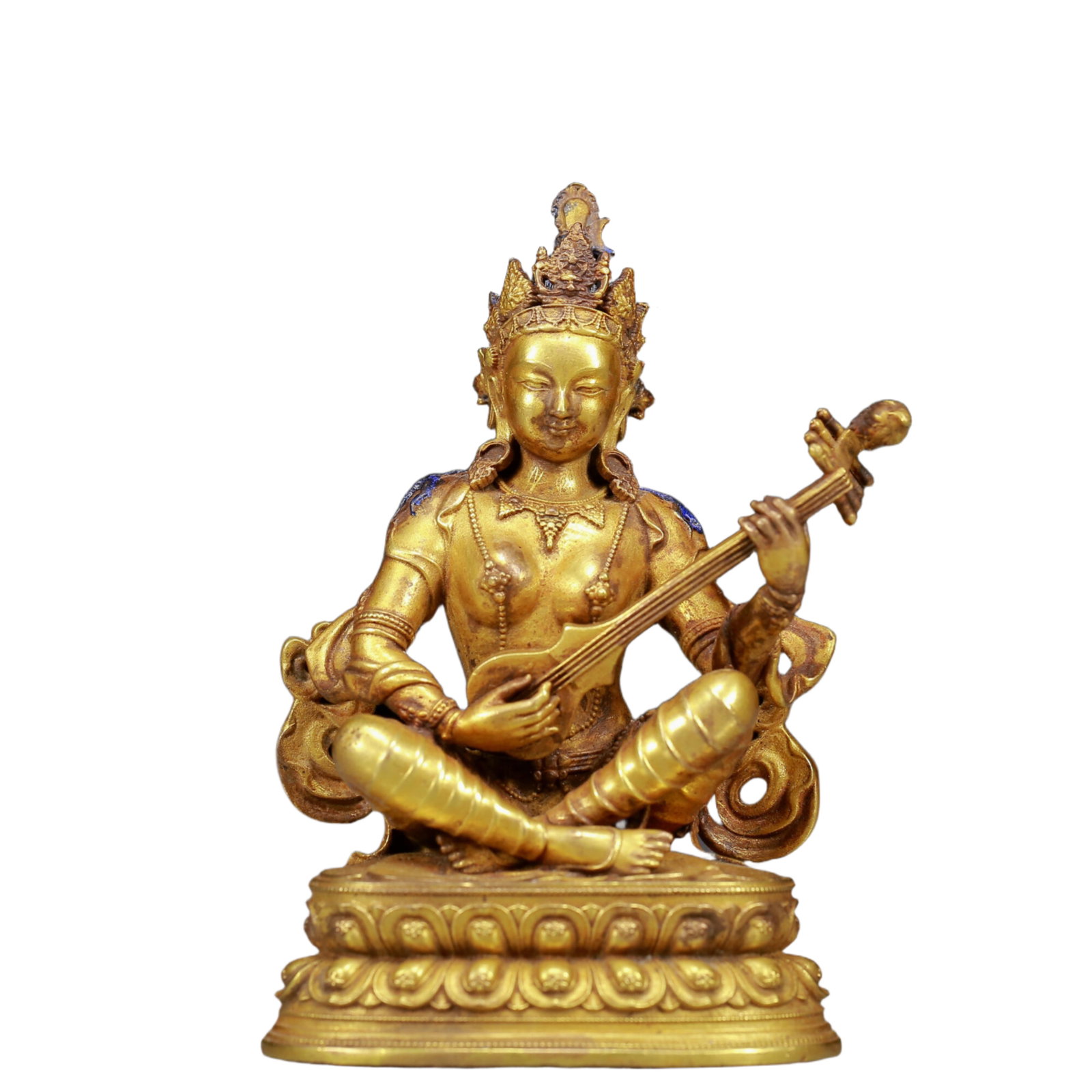 A Solemn Gilt Bronze Statue of Gadgadasvara: A Solemn Gilt Bronze Statue of Gadgadasvara,Ming Dynasty, China,Size:2.8inx2inx4in,Weight:320g 铜鎏金妙音观音像，明代