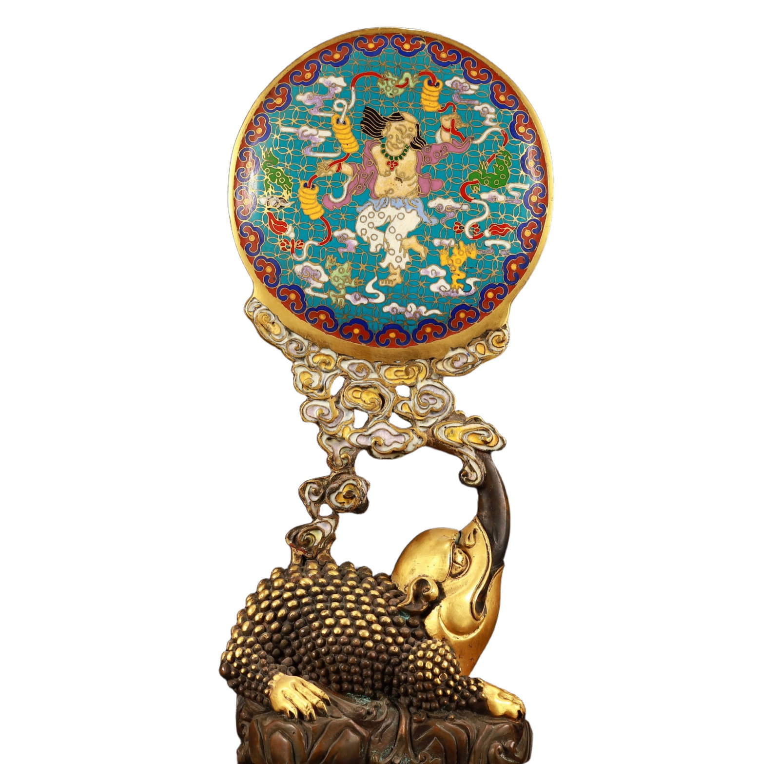 An Exquisite Cloisonne Figure Pattern Screen: An Exquisite Cloisonne Figure Pattern Screen,(A type of enamelware with metal wires separating colored glaze, originating in China),Qing Dynasty,China,Size:6.3inx3.1inx13in,Weight:2300g 景૤