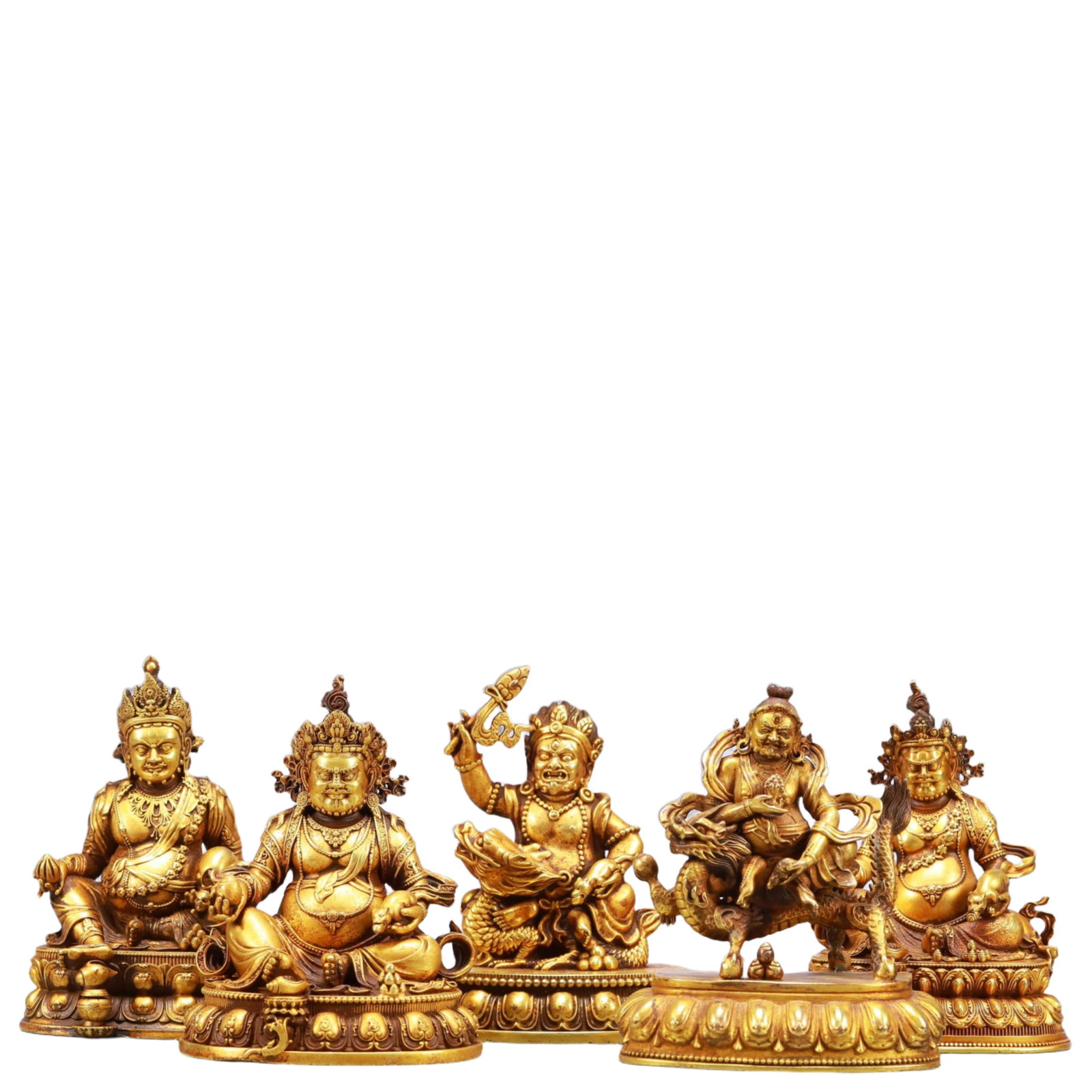 A Set of Solemn Gilt Bronze Statue of Mammon: A Set of Solemn Gilt Bronze Statue of Mammon,Ming Dynasty, China,Yongle Six-character Mark,Size:3.1inx2.4inx3.9in,Weight:3735g 一套铜鎏金财神像,中