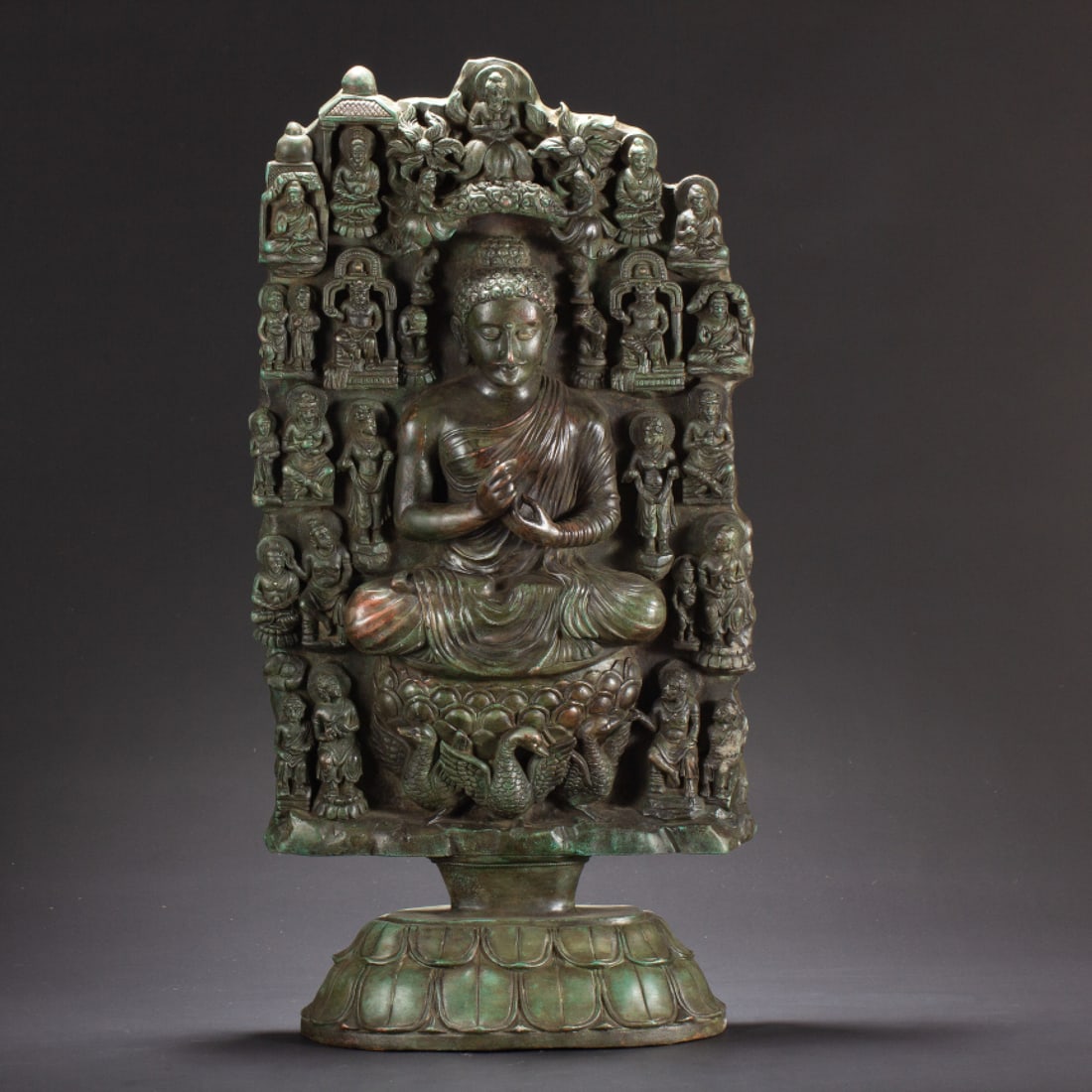 A Solemn Bronze Statue of Sakyamuni,With Inscription (1 of 11)