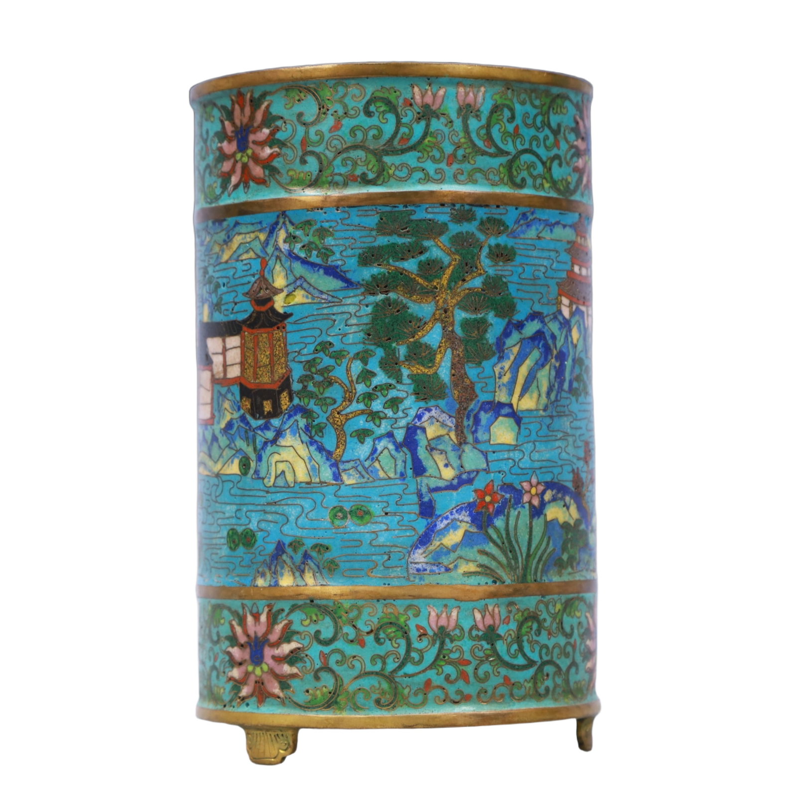 An Exquisite Cloisonne Landscape Pattern Brush Pot (1 of 7)