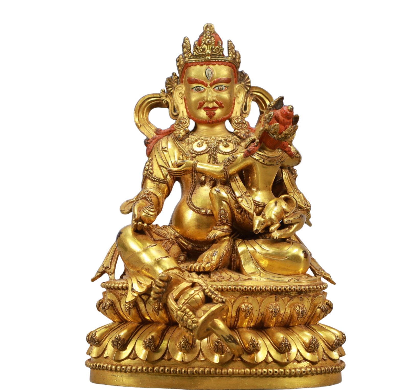 A Solemn Gilt Bronze Statue of Mammon: A Solemn Gilt Bronze Statue of Mammon,Ming Dynasty, China,Xuande Six-character Mark,Size:6.7inx5.9inx10.2in Weight:4350g
