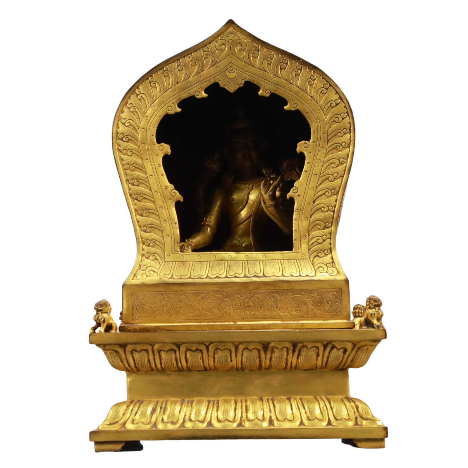 A Solemn Gilt Bronze Statue of Tara: A Solemn Gilt Bronze Statue of Tara,Ming Dynasty, China,Size:8.1inx5.9inx12.2in,Weight:5150g 铜鎏金度母像,中国明代