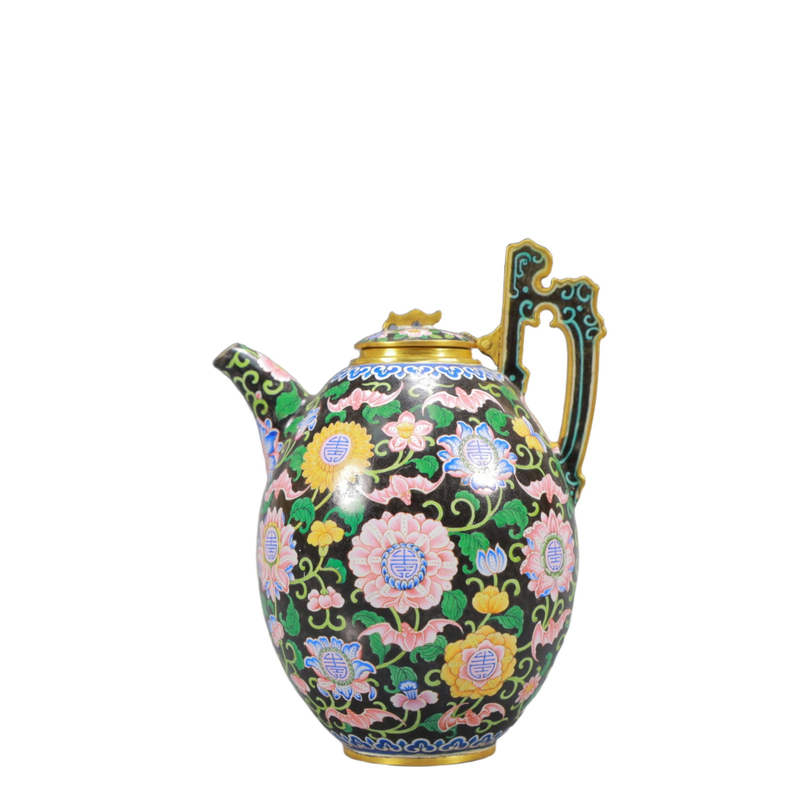 An Exquisite Painted Enamel Bats and Peach Pattern Ewer (1 of 9)