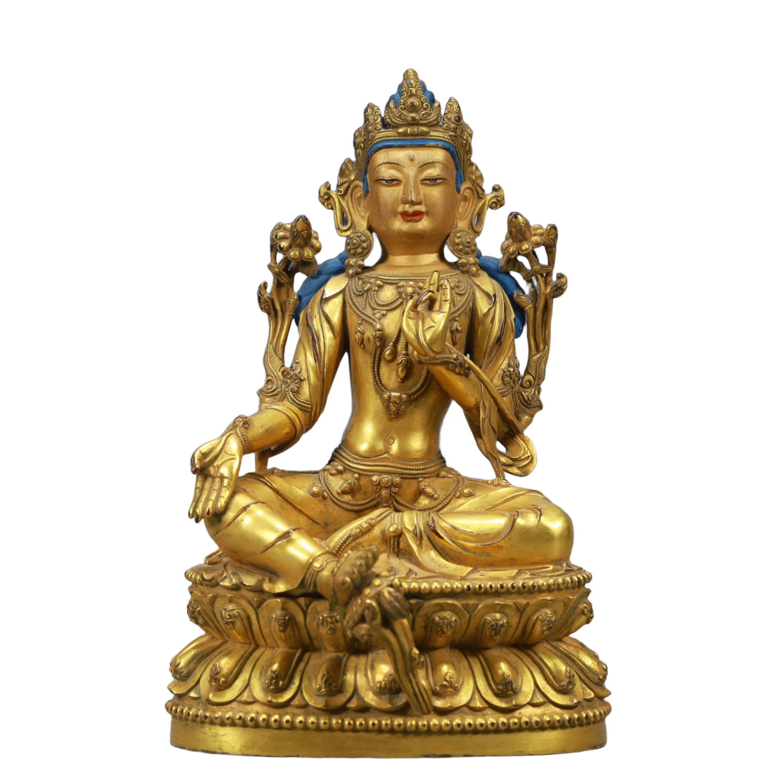 A Solemn Gilt Bronze Statue of Tara: A Solemn Gilt Bronze Statue of Tara,Ming Dynasty, China,Yongle Six-character Mark,Size:6.3inx5.1inx9.8in Weight:3300g 铜鎏金度母像,中国明代,