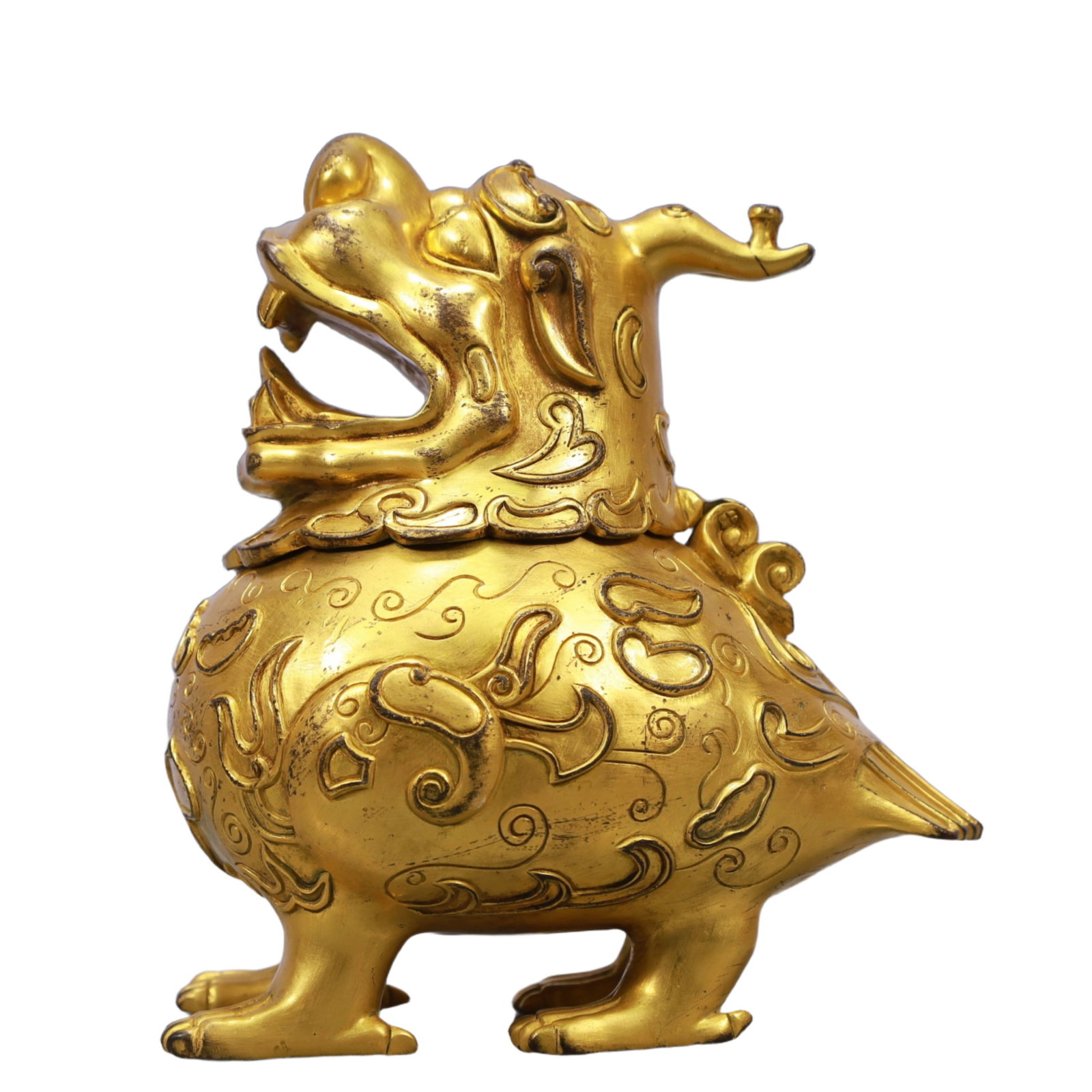 A Rare Gilt Bronze Auspicious Beast Censer (1 of 11)