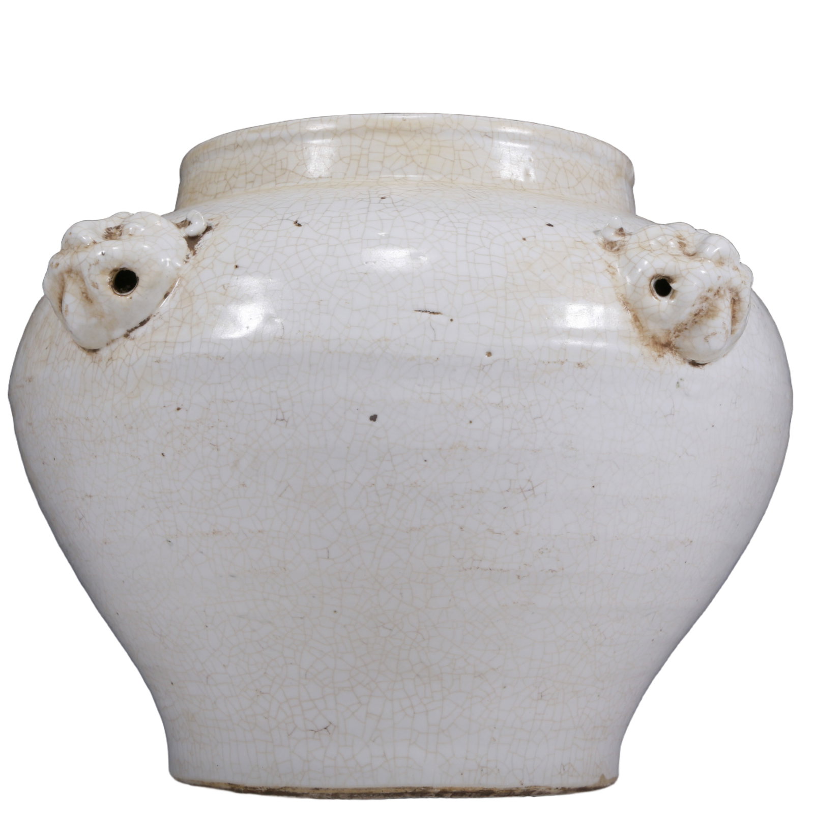 An Elaborate White-Glazed Beast-Handled Korean Jar (1 of 8)
