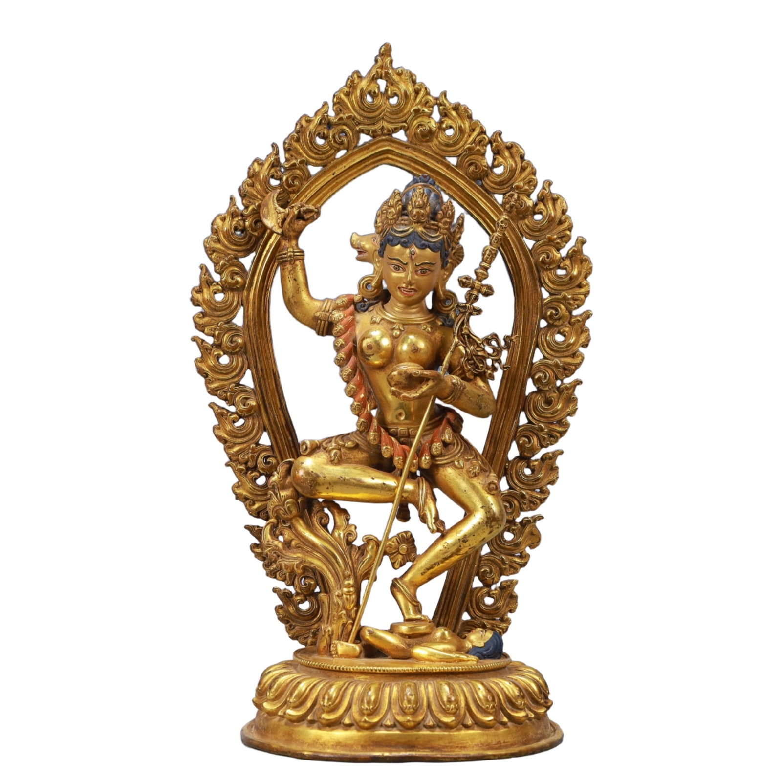 A Solemn Gilt Bronze Statue of Vajrasattva: A Solemn Gilt Bronze Statue of Vajrasattva,Ming Dynasty, China,Size:7.1inx4.3inx12.4in Weight:2100g 铜鎏金金刚萨陲像,中国明代
