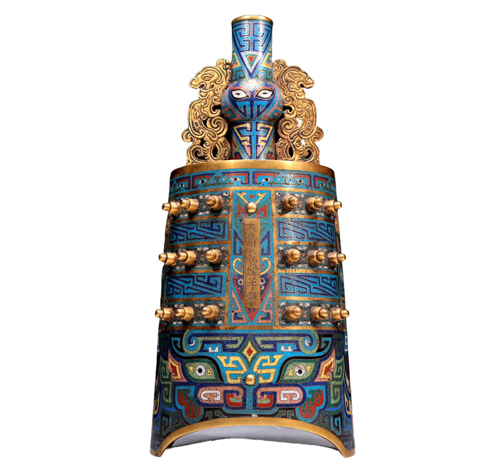 An Exquisite Cloisonne 'Animal Mask' Ritual Bell (1 of 12)