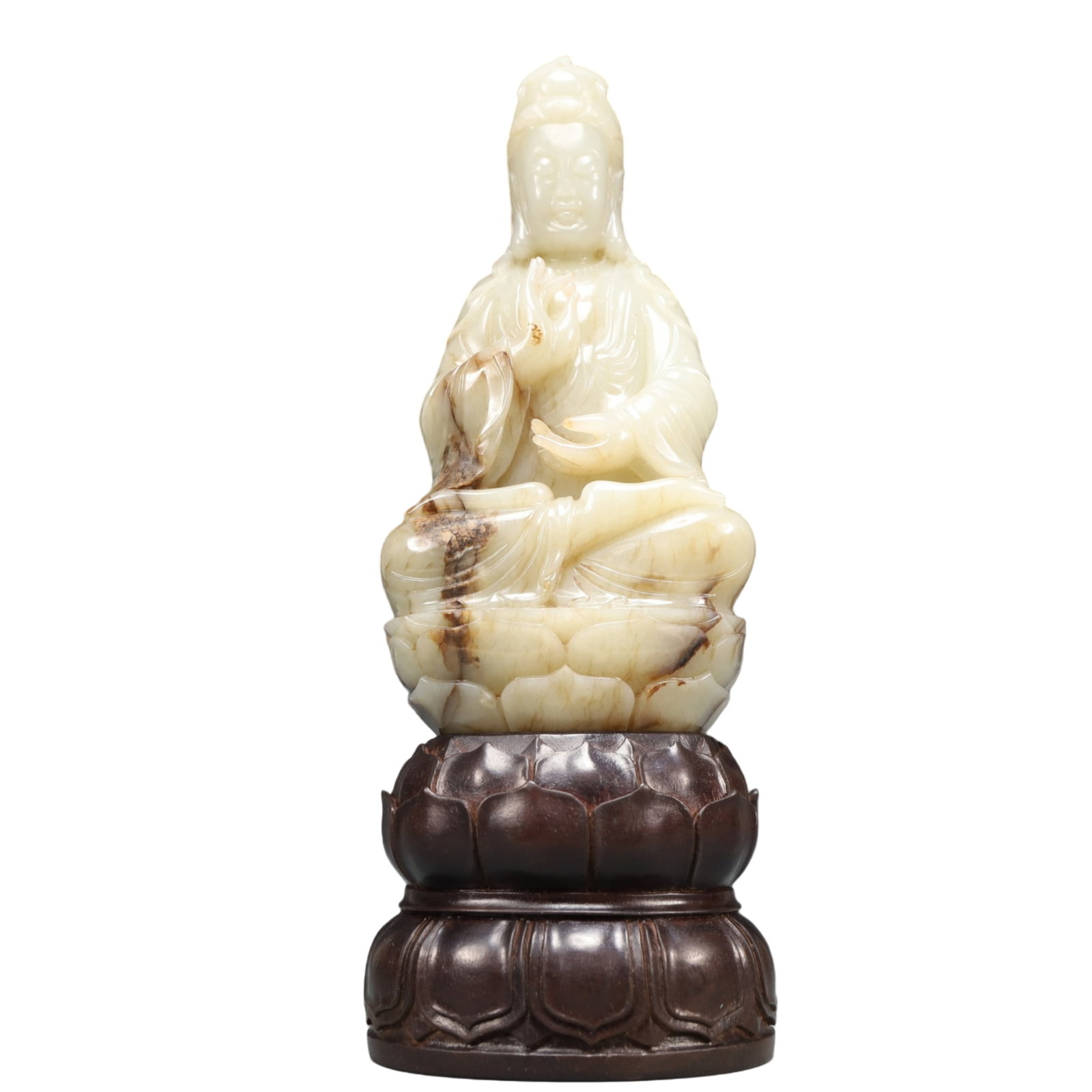 A Precious White Jade Avalokitesvara Ornament: A Precious White Jade Avalokitesvara Ornament,Qing Dynasty, China,Size:3.9inx3.3inx11.4in Weight:2150g 白玉观音摆件,中国清代