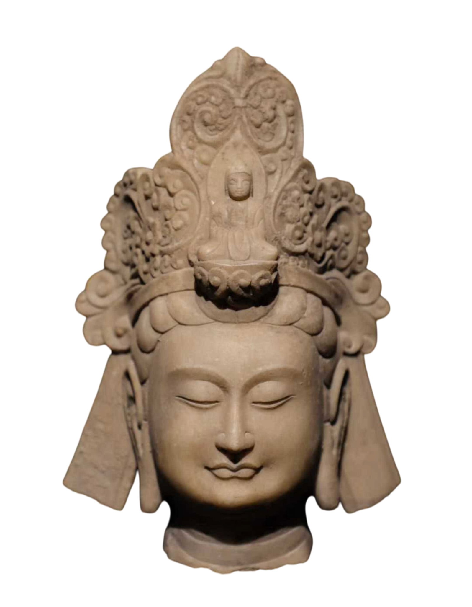 A Solemn Marble Avalokitesvara-Head Ornament (1 of 6)