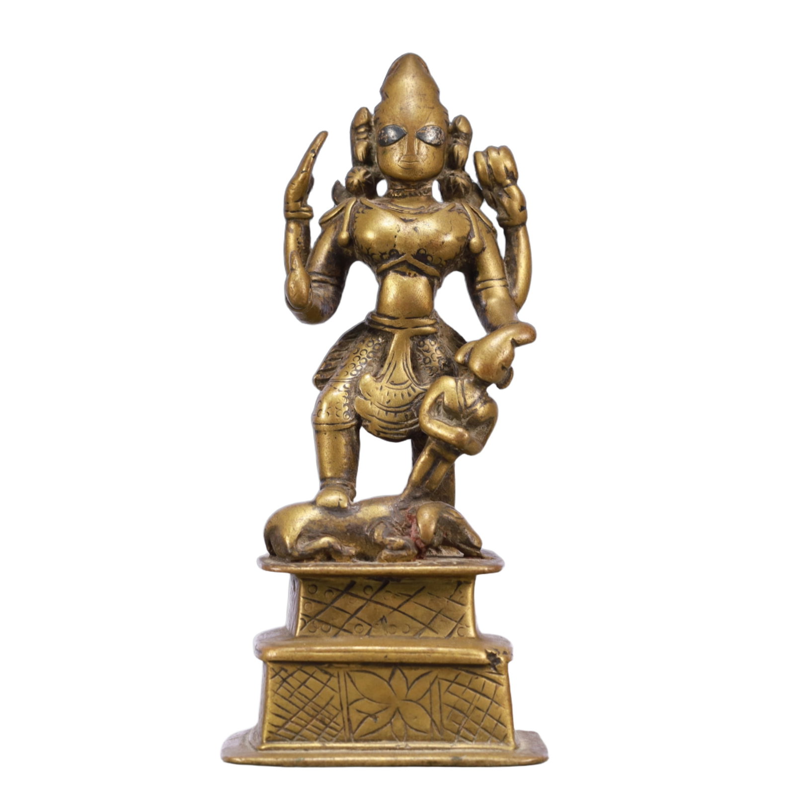A Solemn Gilt Bronze Statue of God of War: A Solemn Gilt Bronze Statue of God of War,Qing Dynasty, China,Size:3inx6.3in,Weight:650g 铜鎏金战神像,中国清代
