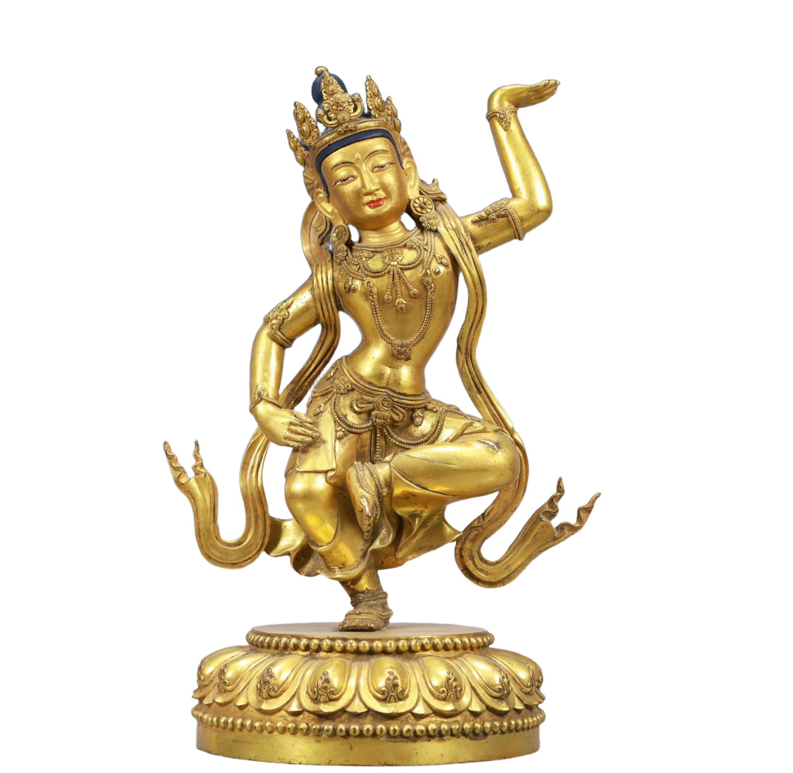 A Solemn Gilt Bronze Statue of Avalokitesvara: A Solemn Gilt Bronze Statue of Avalokitesvara,Ming Dynasty, China,Size:7.1inx7.1inx16.9in Weight:4600g 铜鎏金观音像,中国明代