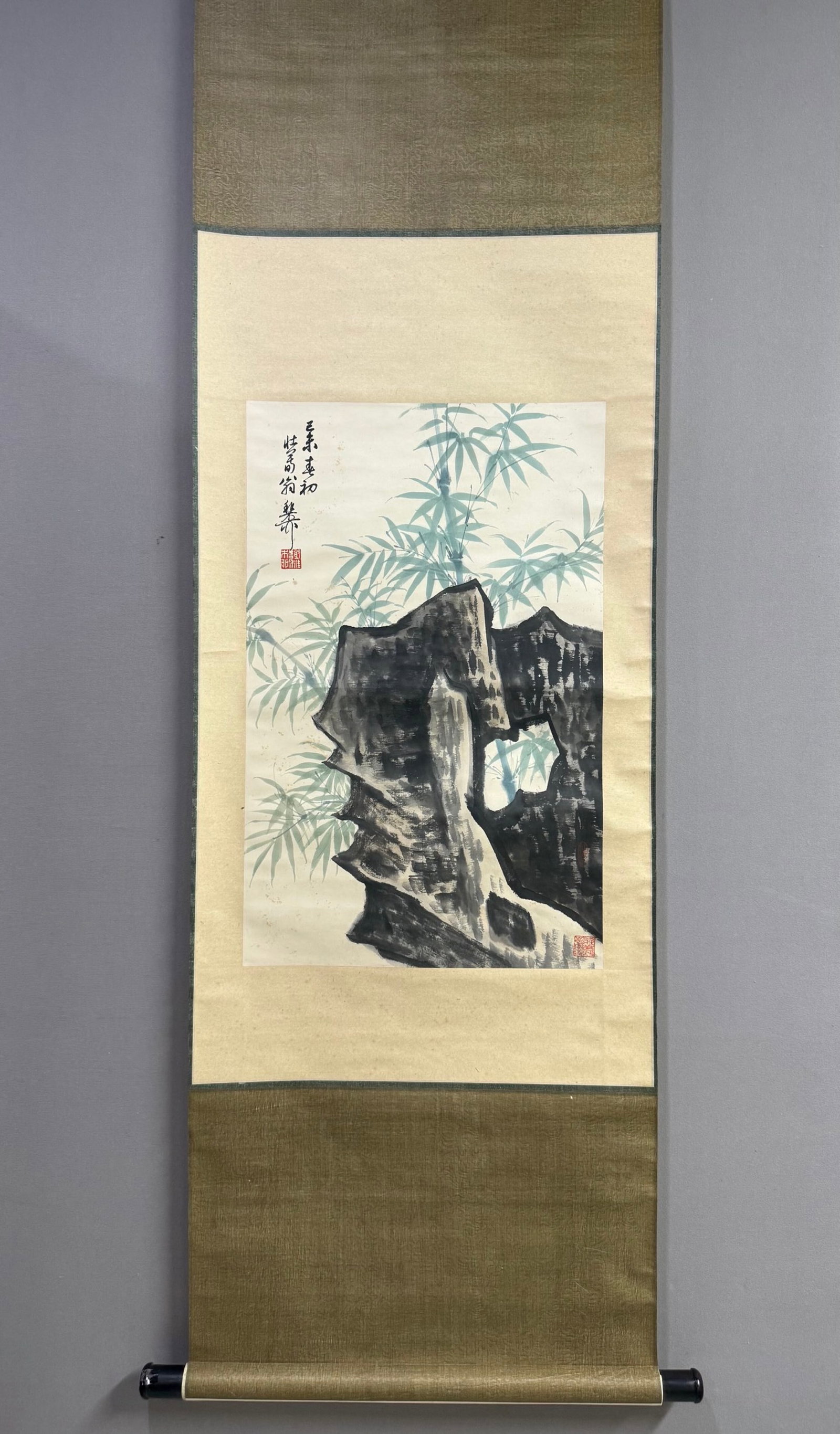 A Chinese Vertical Scroll Ink Painting of Bamboo on Paper,Xie Zhiliu (1 of 7)
