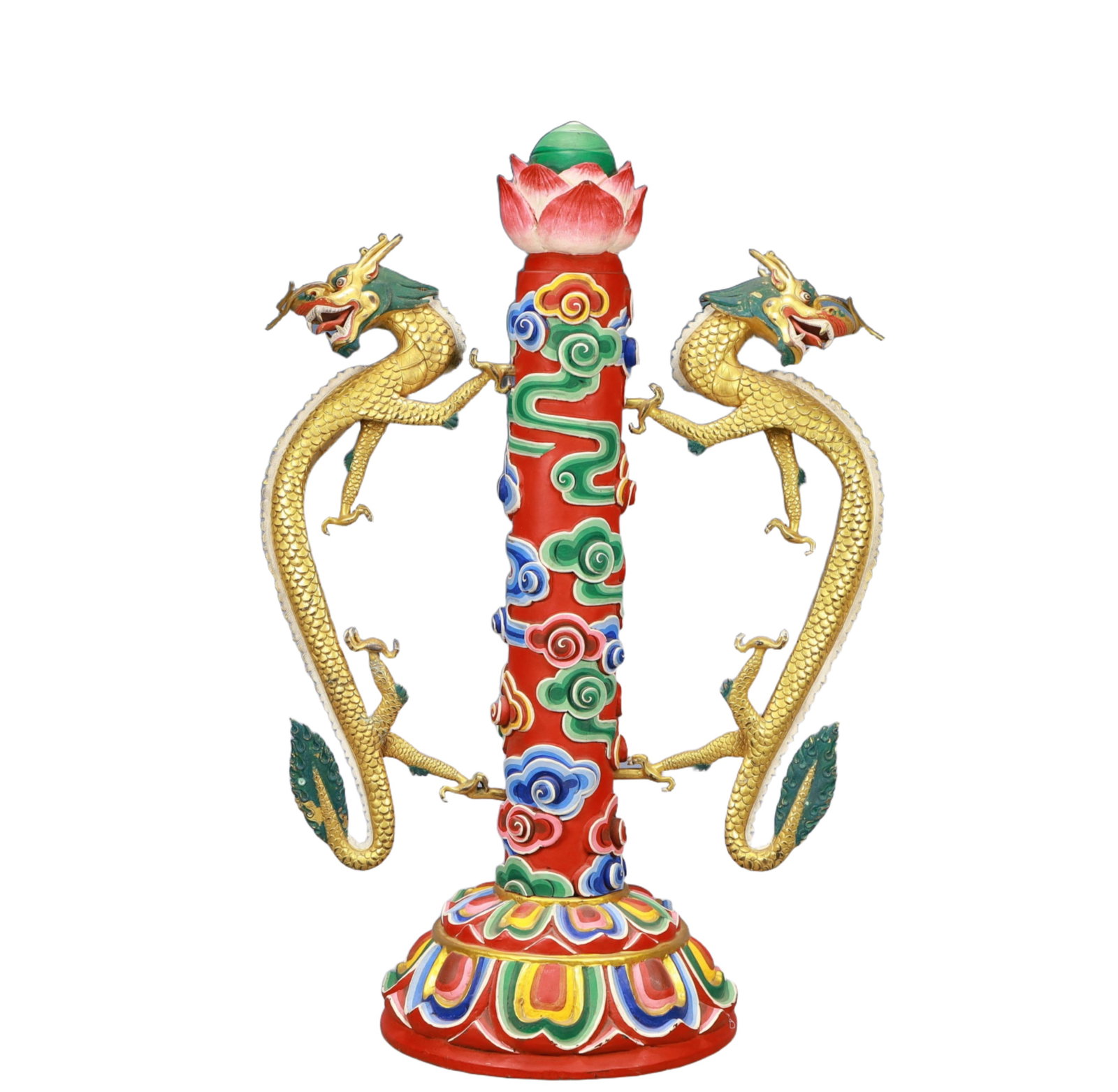 A Monumental Gilt Bronze Auspicious Cloud and Dragon Pattern Ornament: A Monumental Gilt Bronze Auspicious Cloud and Dragon Pattern Ornament,Ming Dynasty, China,Size:20.1inx11inx30.3in Weight:10500g 铜鎏金祥云龙纹摆件