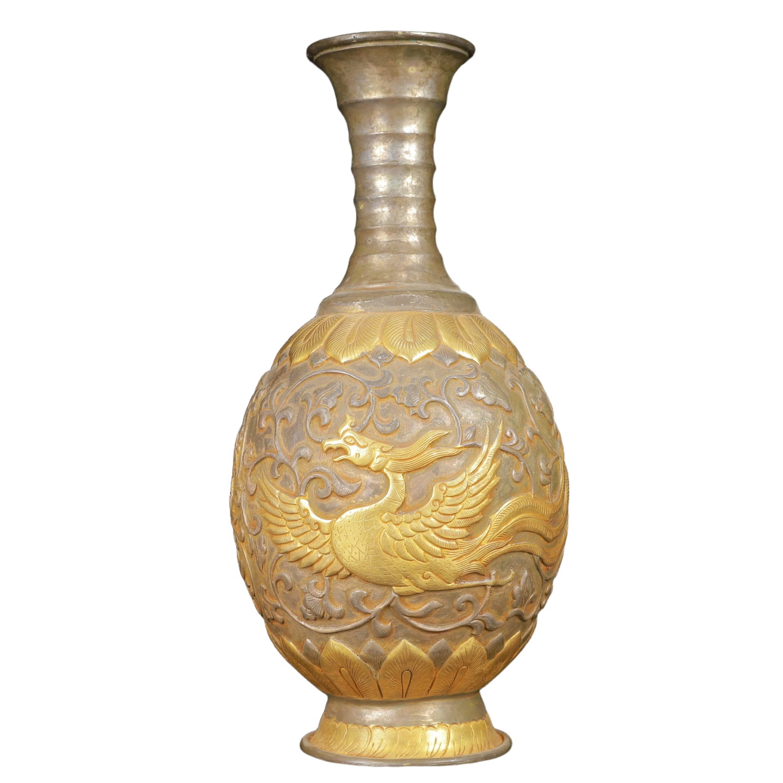 An Exquisite Gilt Silver Dragon and Phoenix Pattern Vase (1 of 10)