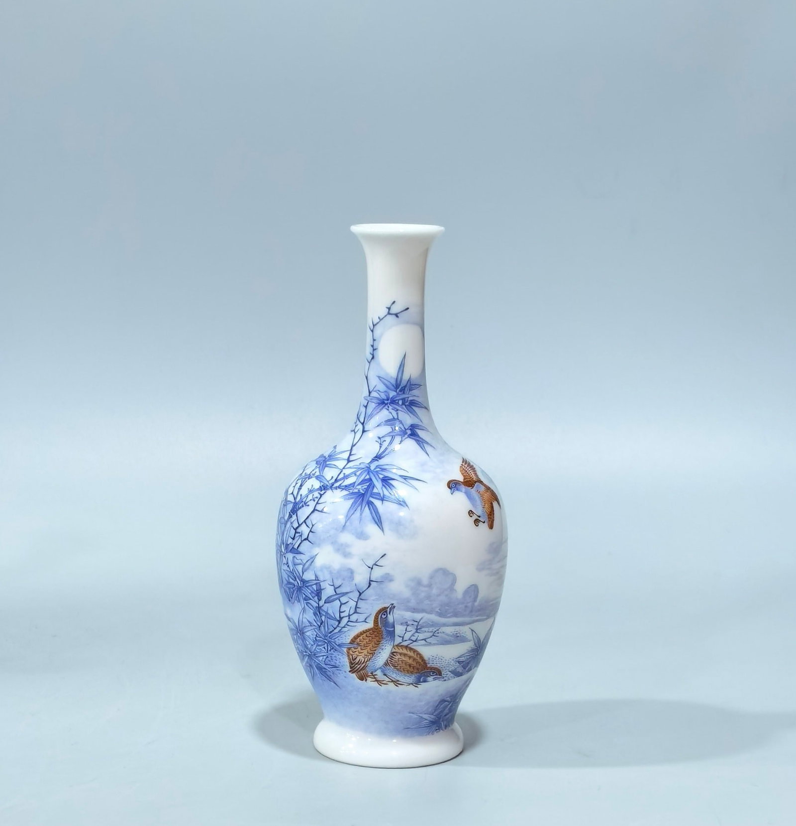 An Exquisite Enamel Flower and Bird Pattern Vase,with poem: An Exquisite Enamel Flower and Bird Pattern Vase,with poem,Qing Dynasty,China,Yongzheng Four-character Mark,Size:5.3inx2.4in