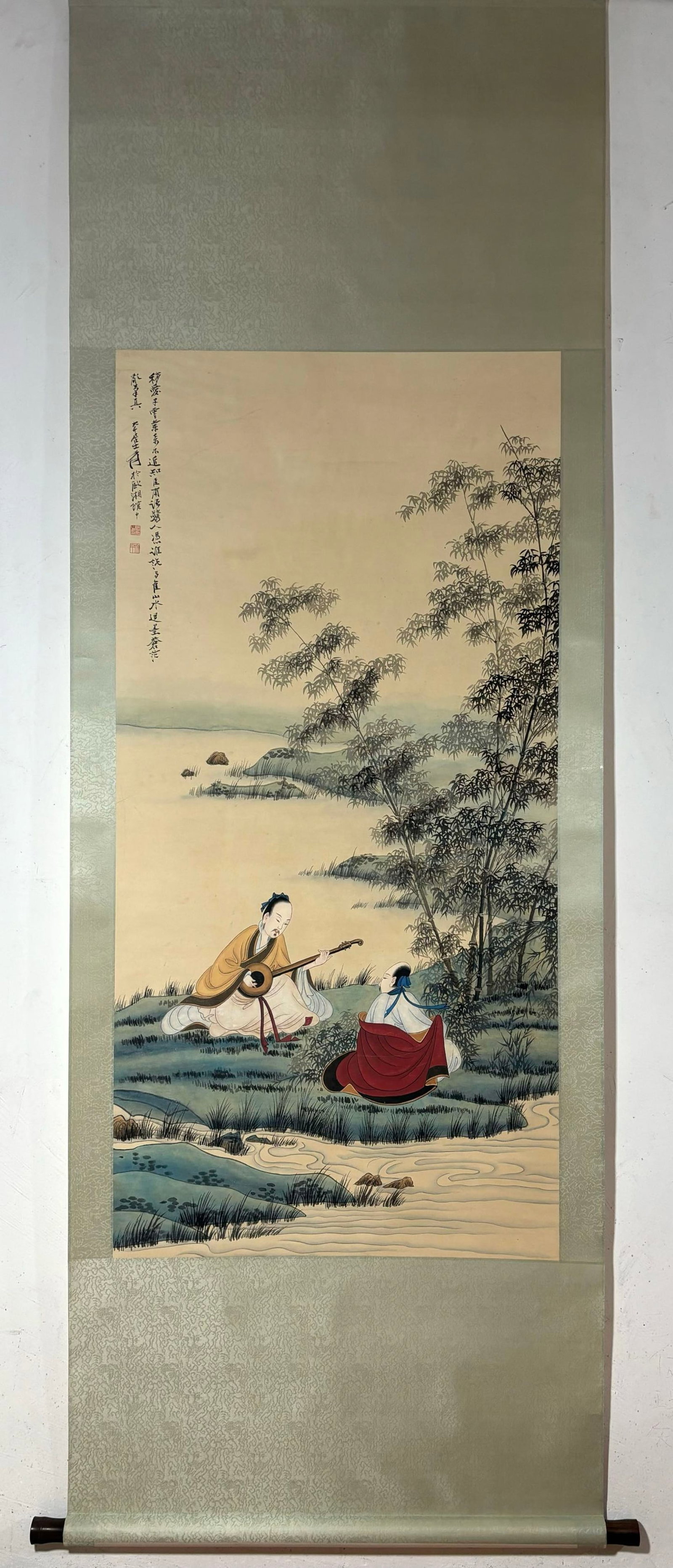 A Chinese Vertical Scroll Ink Painting of Character and Story on Paper (1 of 9)