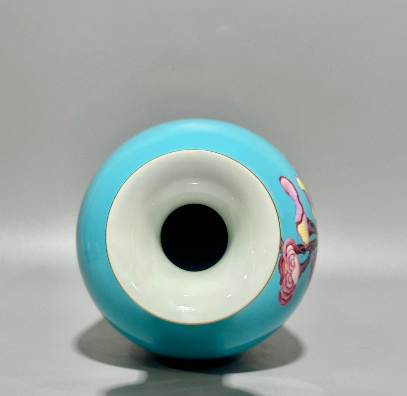 A Rare Turquoise Glazed Ganoderma lucidum Pattern Vase - 8