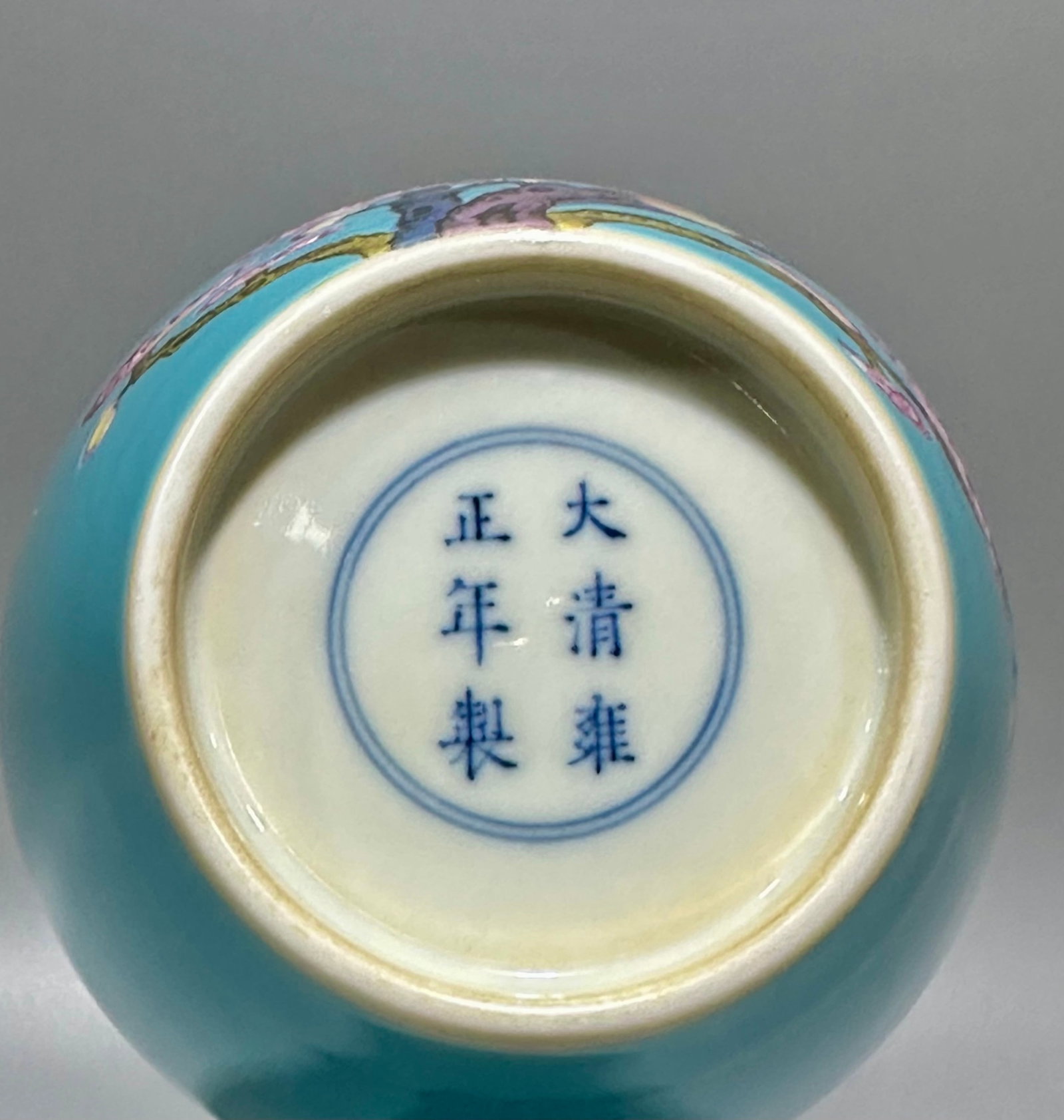 A Rare Turquoise Glazed Ganoderma lucidum Pattern Vase - 9