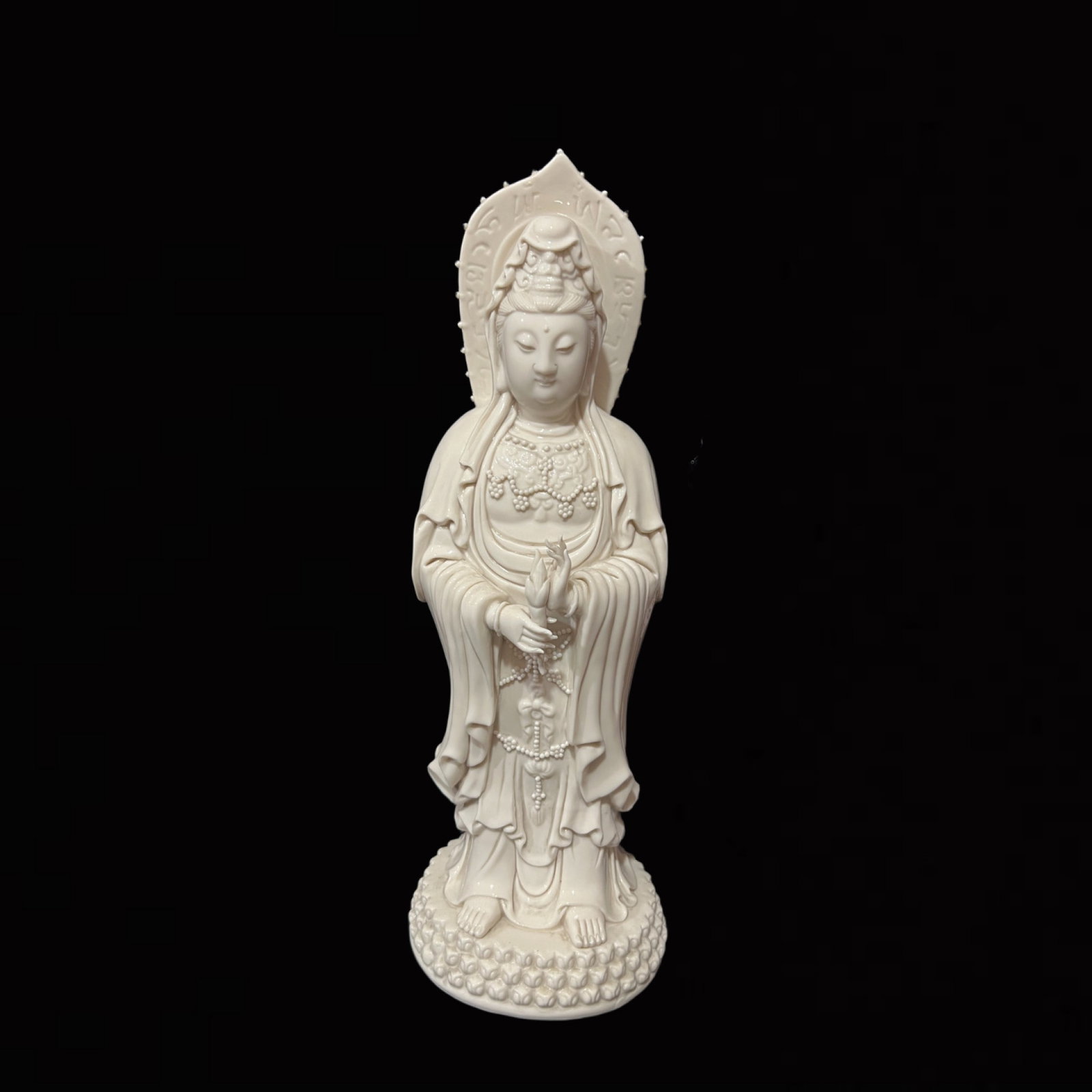 A Solemn Blance-De-Chine Statue of Avalokitesvara: A Solemn Blance-De-Chine Statue of Avalokitesvara,Ming Dynasty,China,He Chaozong Mark,Size:16.5in